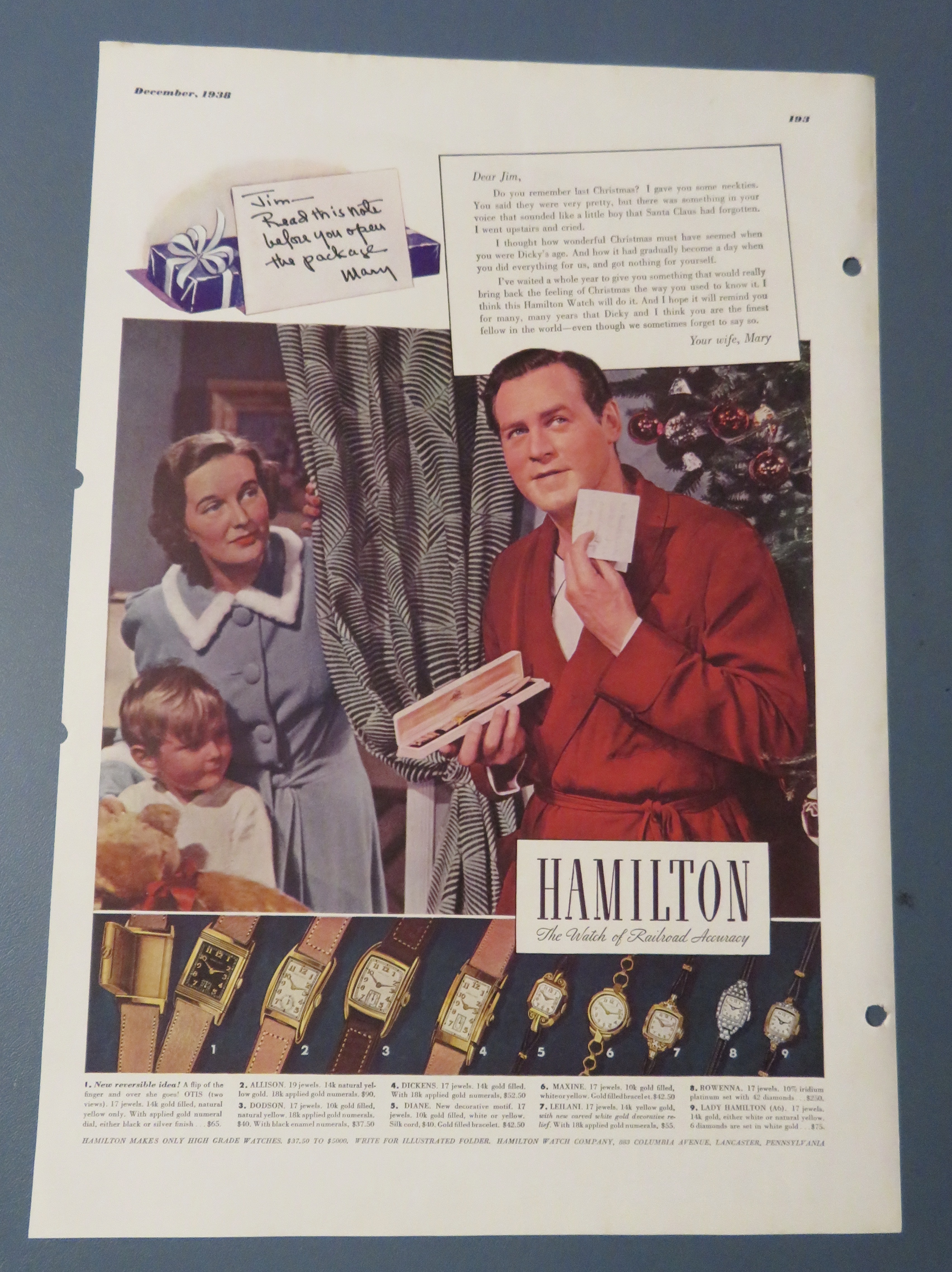1938 Hamilton Watches with Man Opening Watch