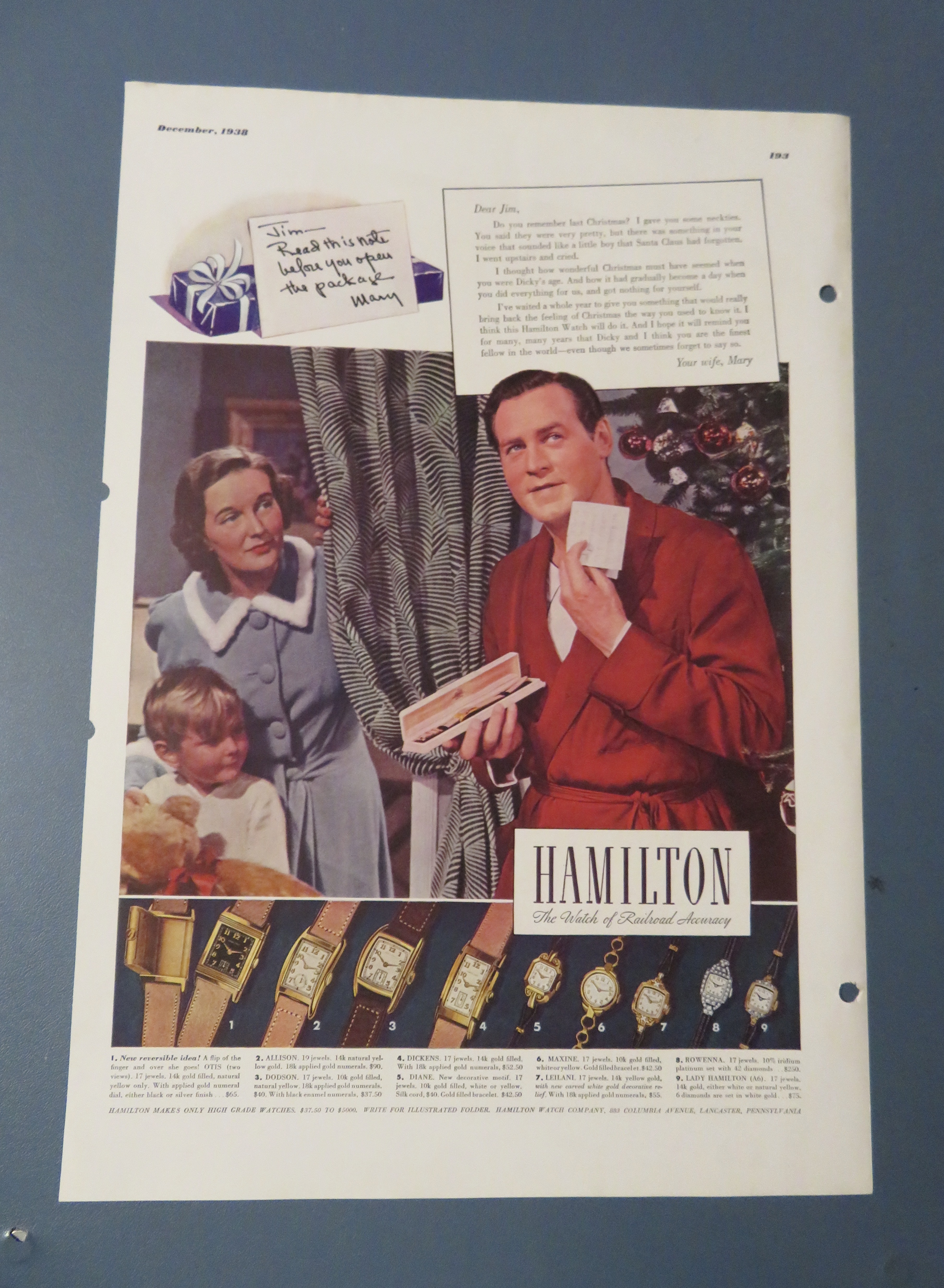 1938 Hamilton Watches with Man Opening Watch
