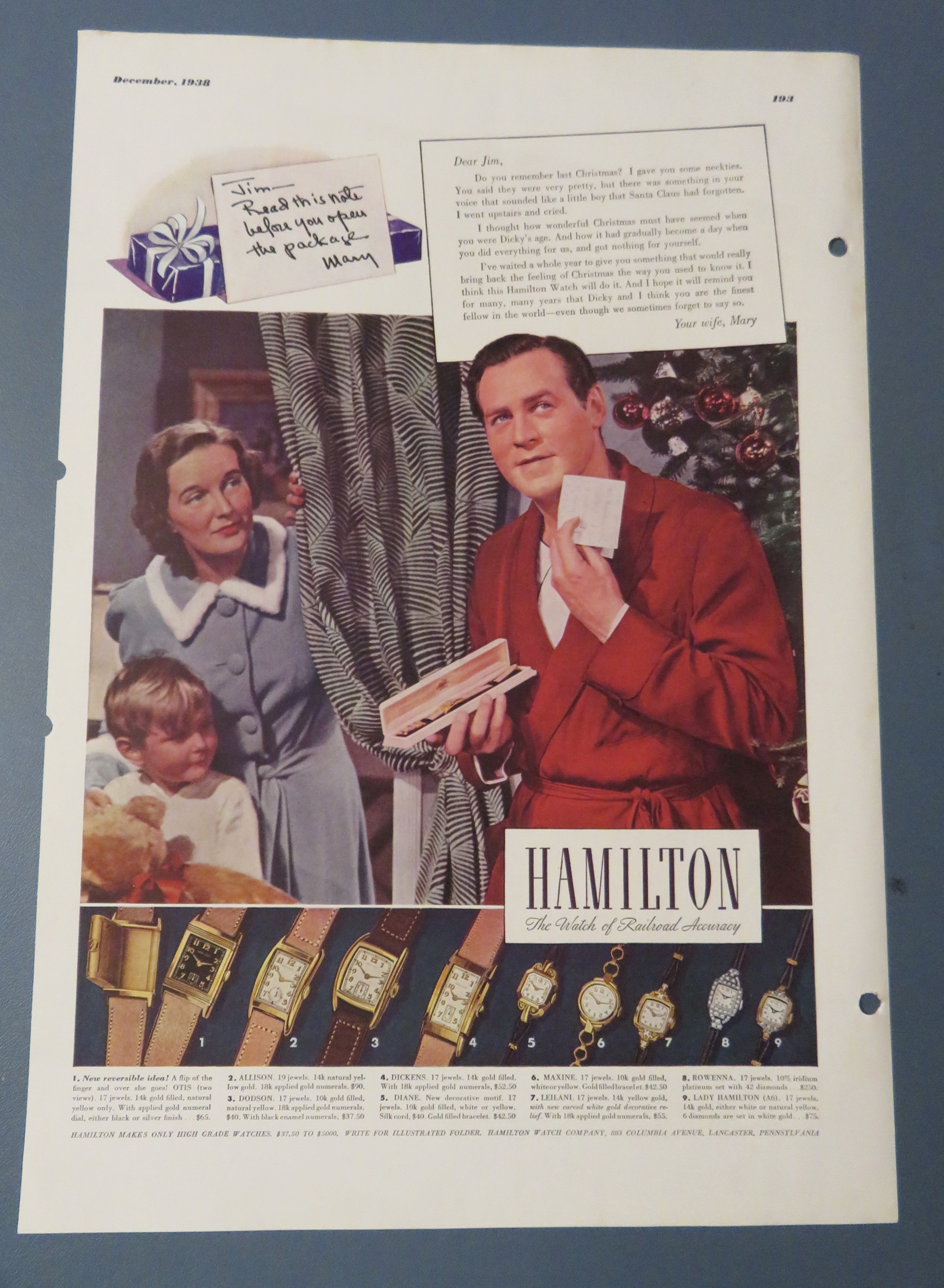 1938 Hamilton Watches with Man Opening Watch