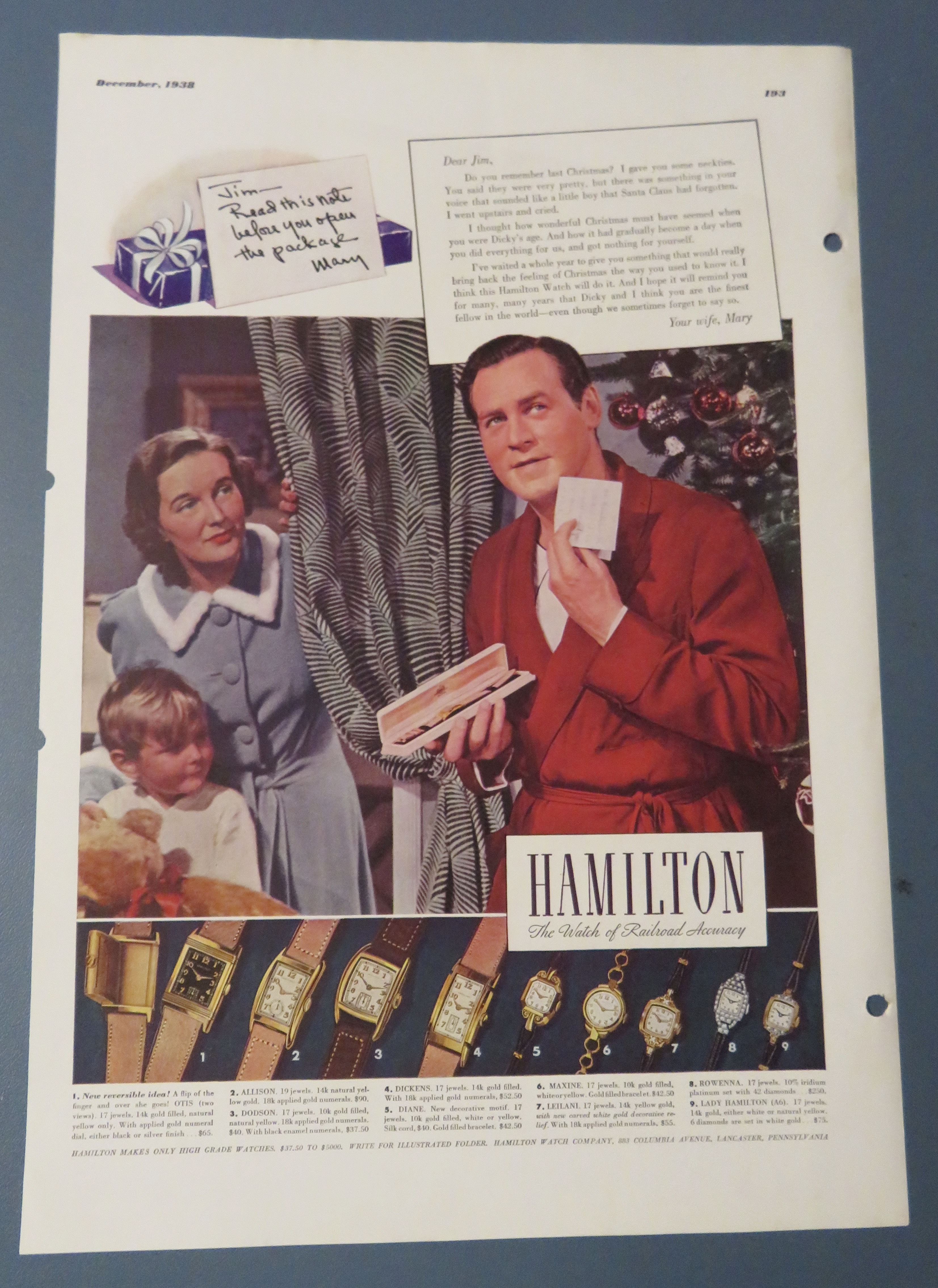 1938 Hamilton Watches with Man Opening Watch