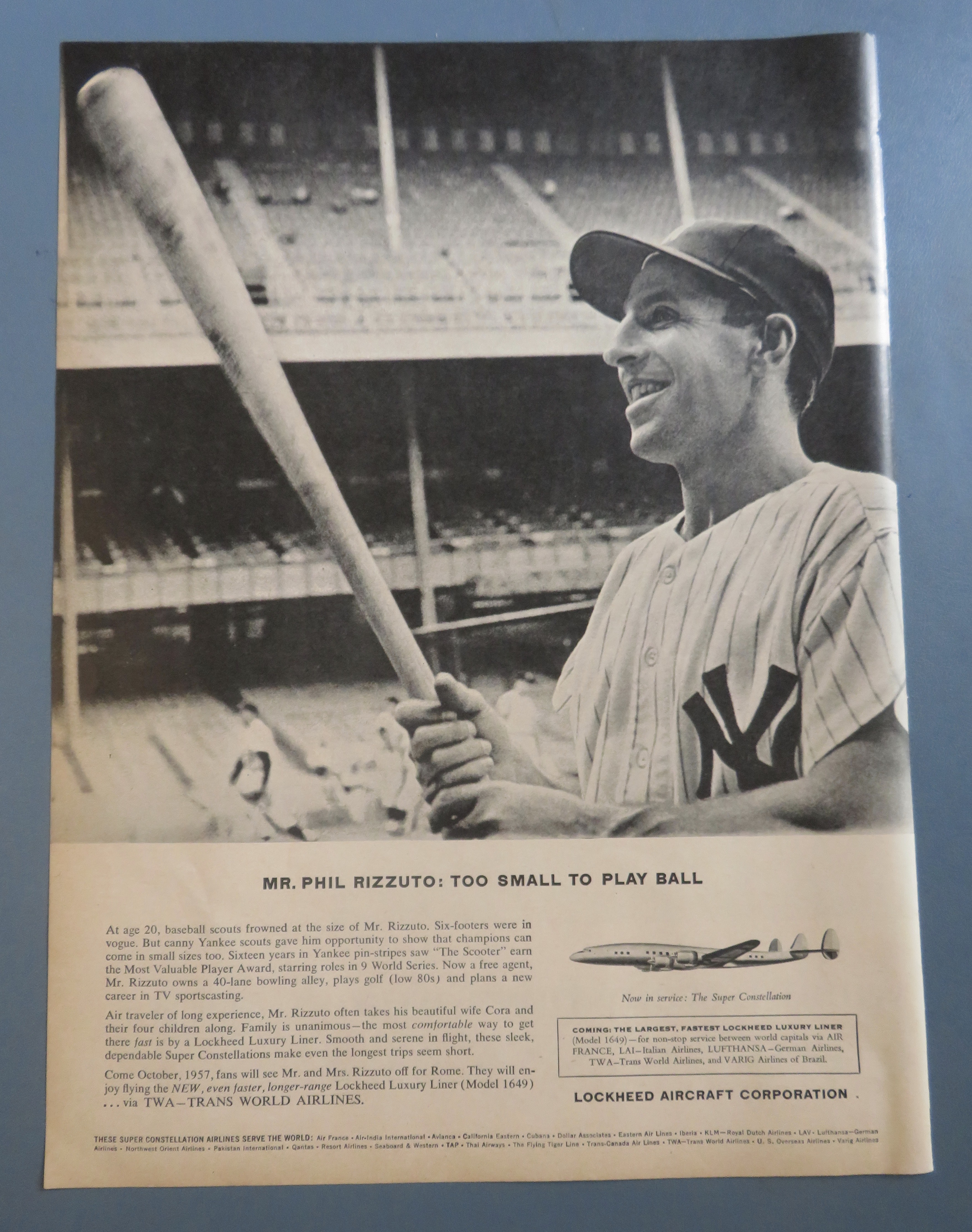 1956 Lockheed Aircraft Corp w/ Baseball's Phil Rizzuto