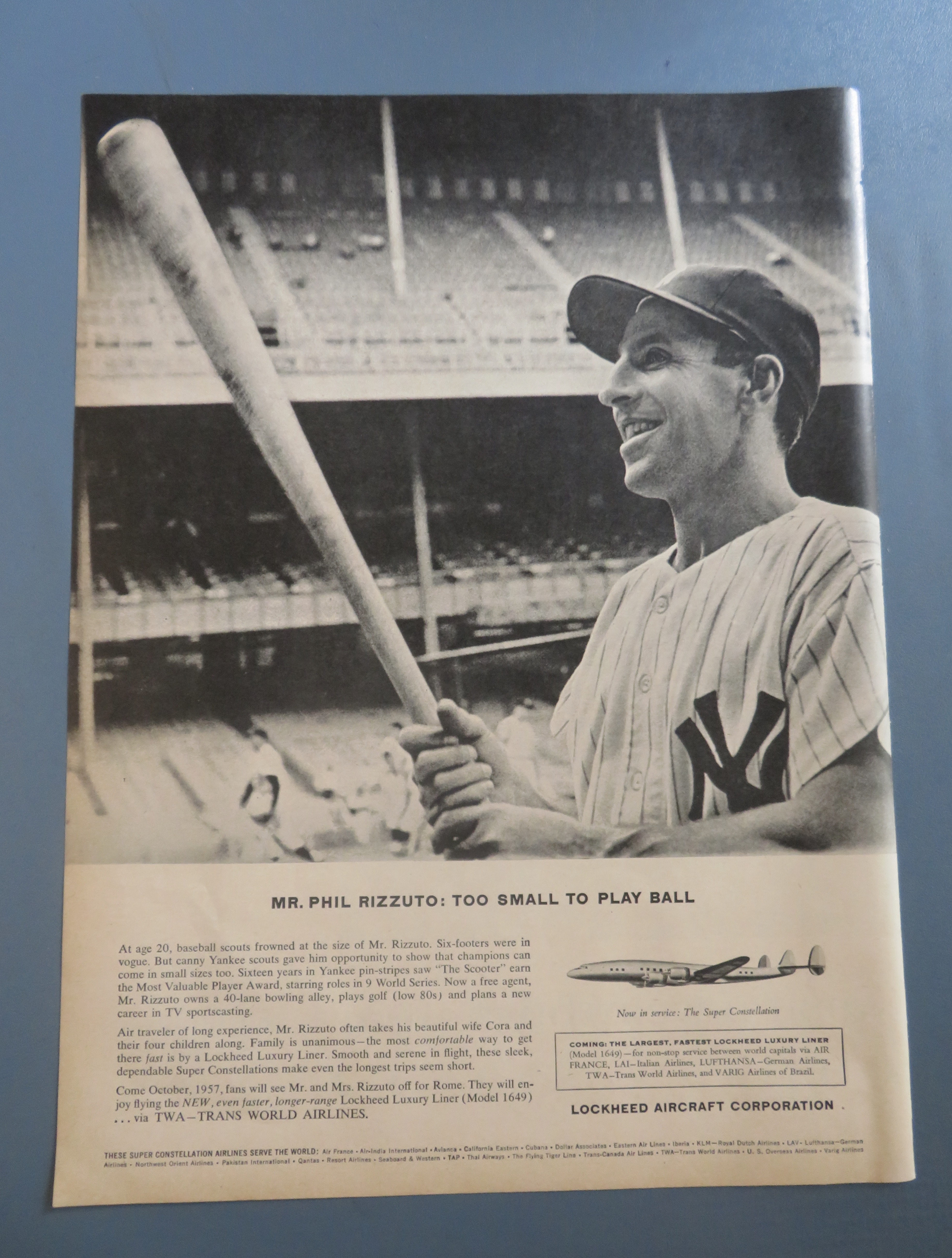1956 Lockheed Aircraft Corp w/ Baseball's Phil Rizzuto