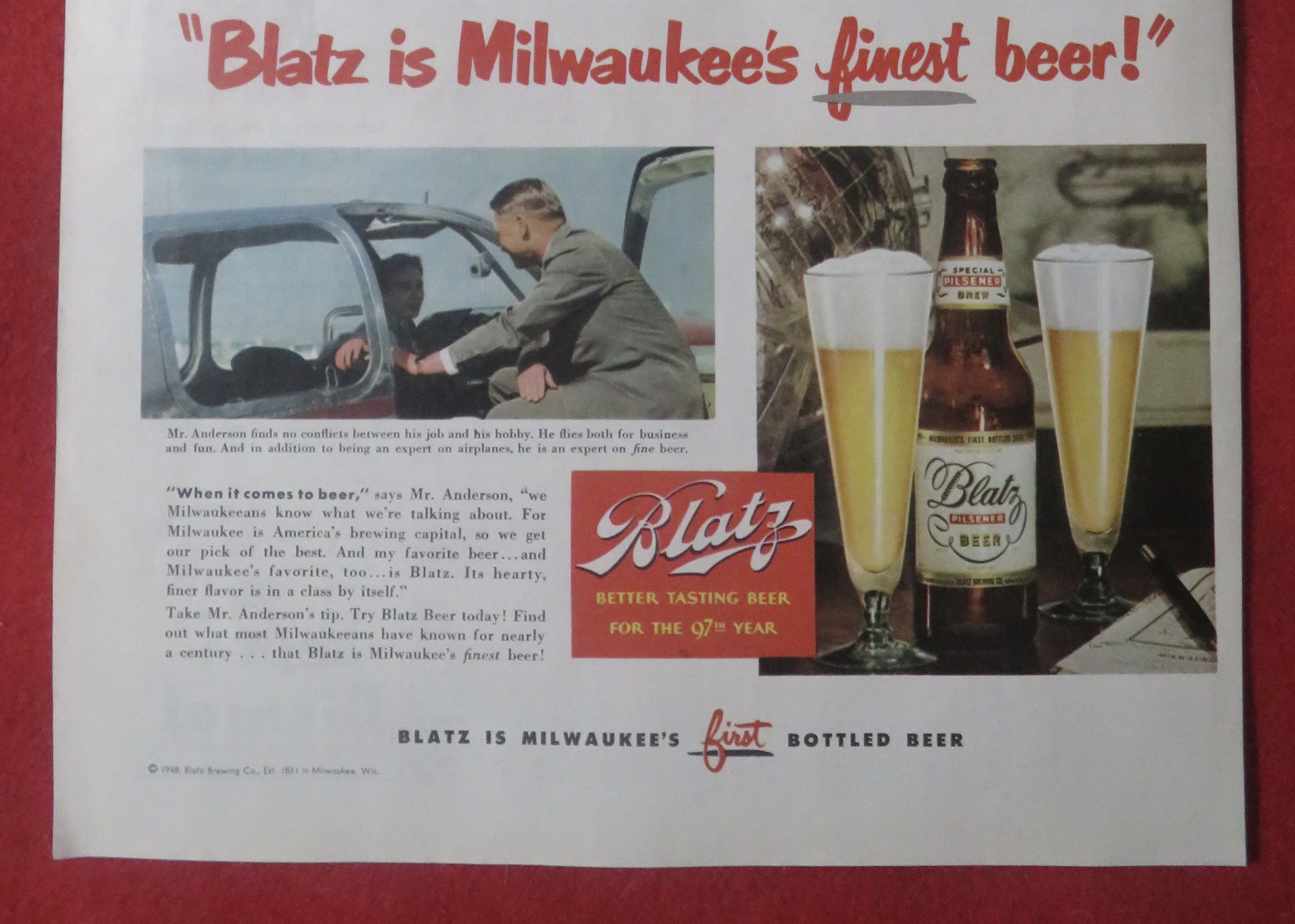 1948 Blatz Beer with E Merritt Anderson