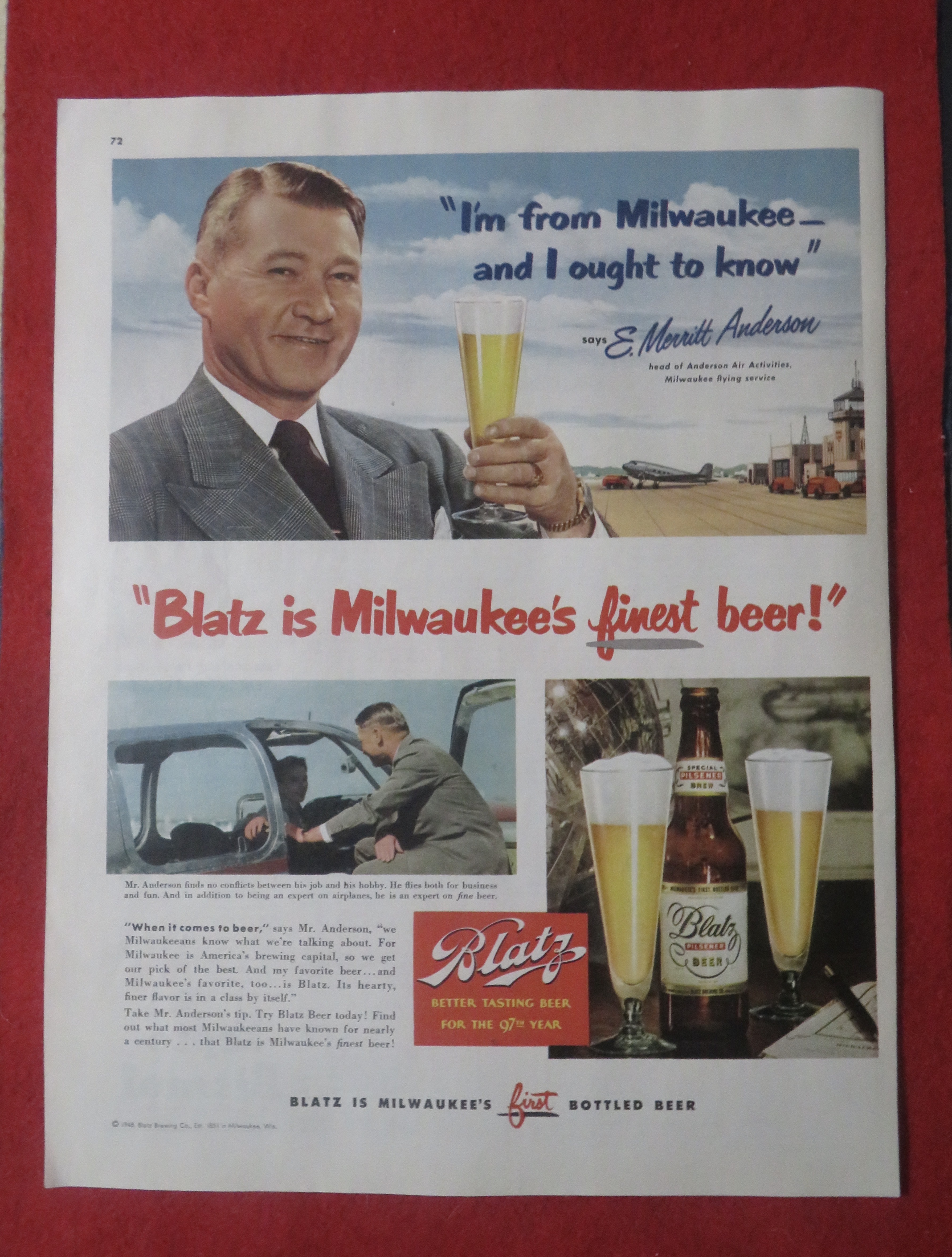 1948 Blatz Beer with E Merritt Anderson