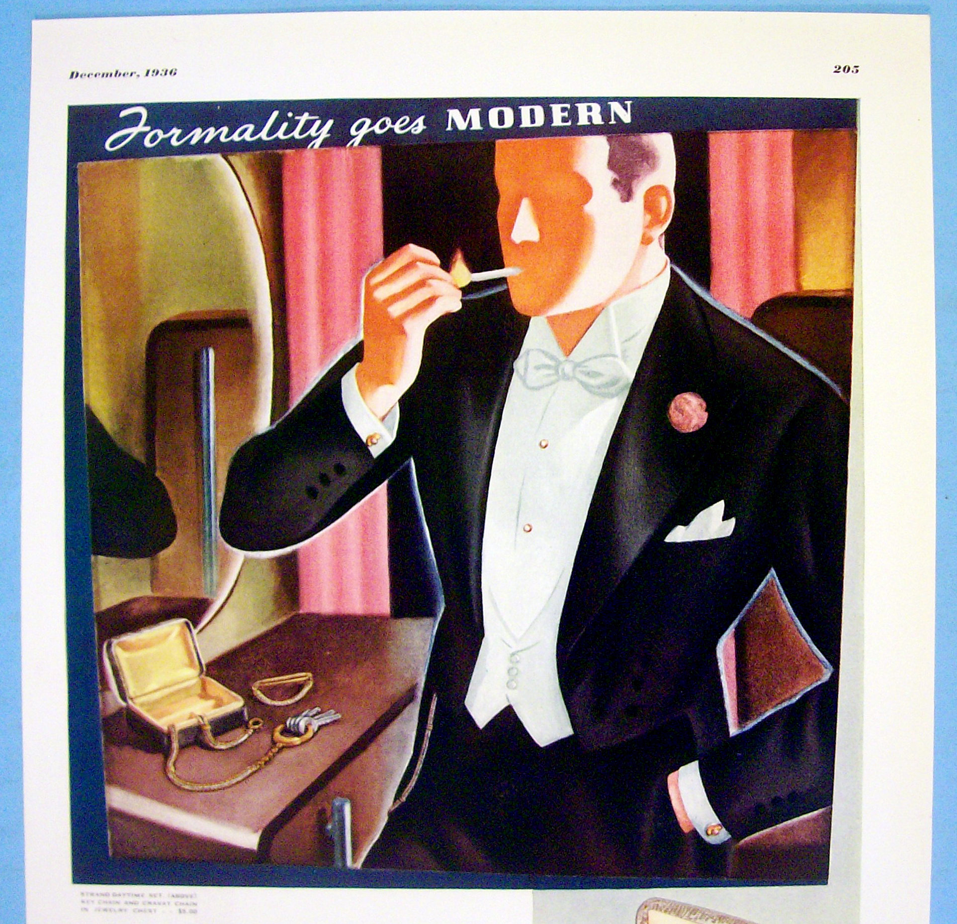1936 Swank Jewelry with Man Lighting Cigarette In Mouth
