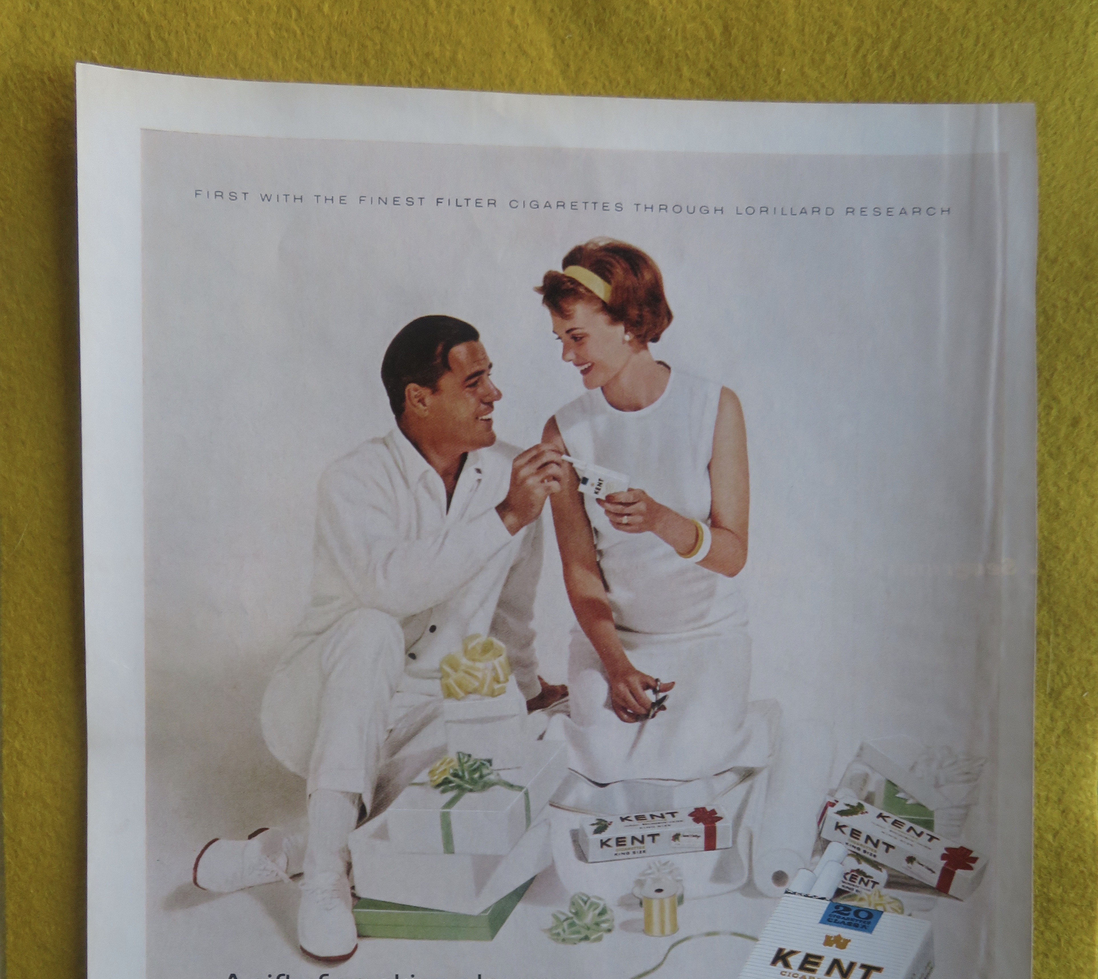 1964 Kent Cigarettes with Man & Woman Wrapping Gifts