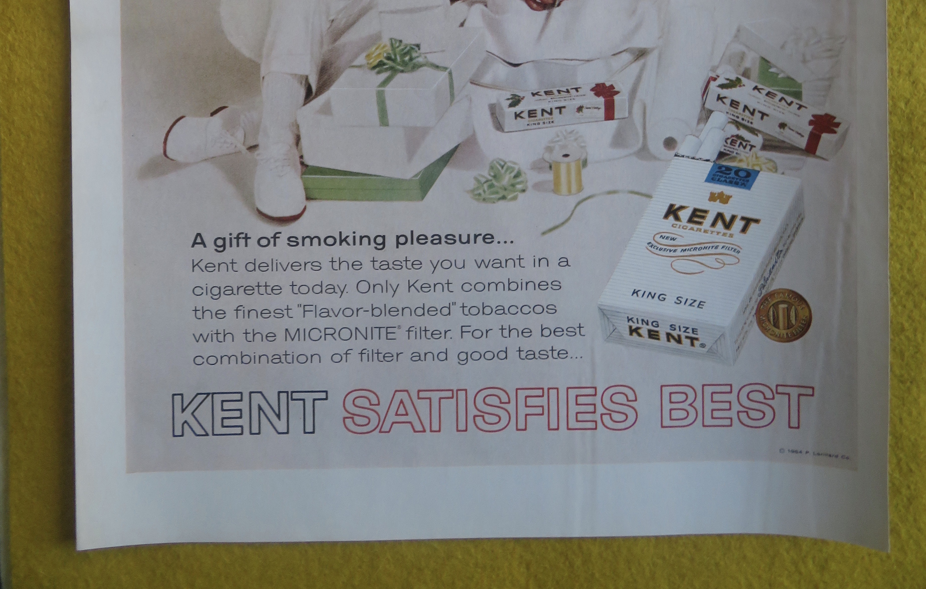 1964 Kent Cigarettes with Man & Woman Wrapping Gifts
