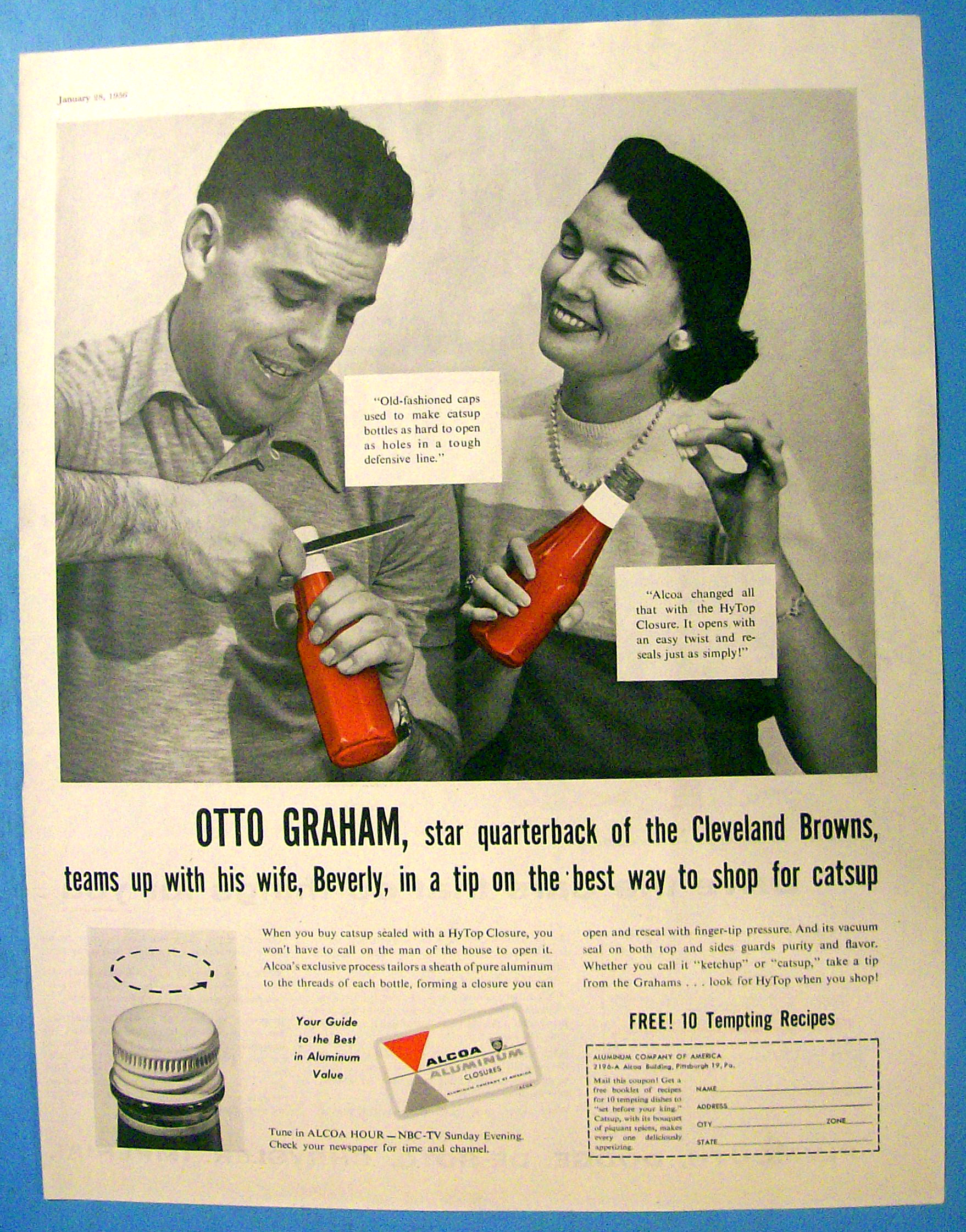 1956 Alcoa Aluminum With Quarterback Otto Graham