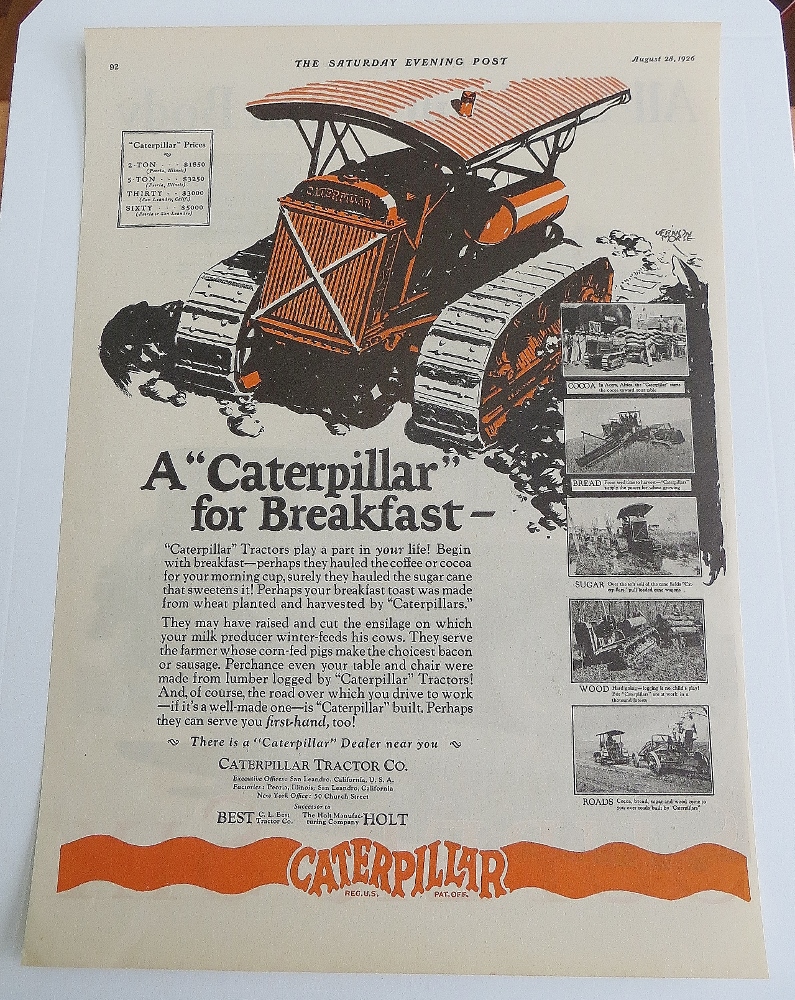 1926 Caterpillar Tractor with Caterpillar For Breakfast