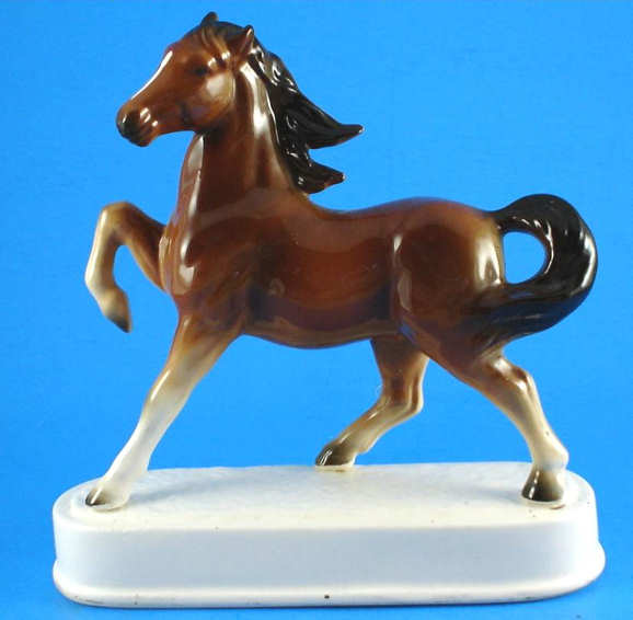 Beautiful 1960s Japan Ceramic Prancing Horse on Base