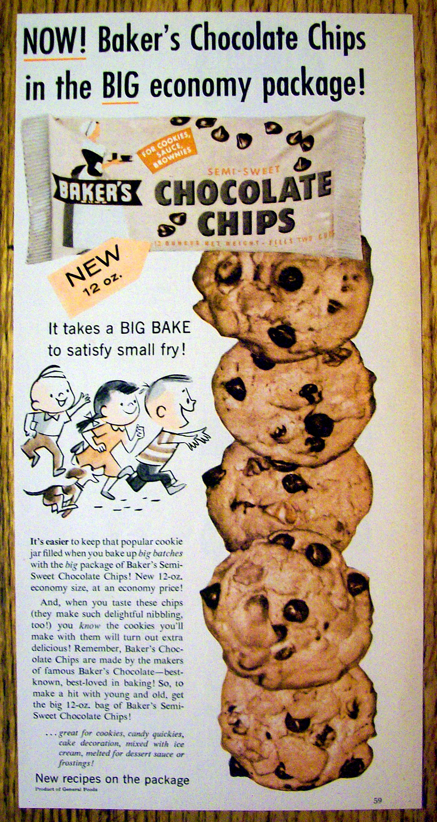 1957 Baker's Chocolate Chips w/ Chocolate Chip Cookies