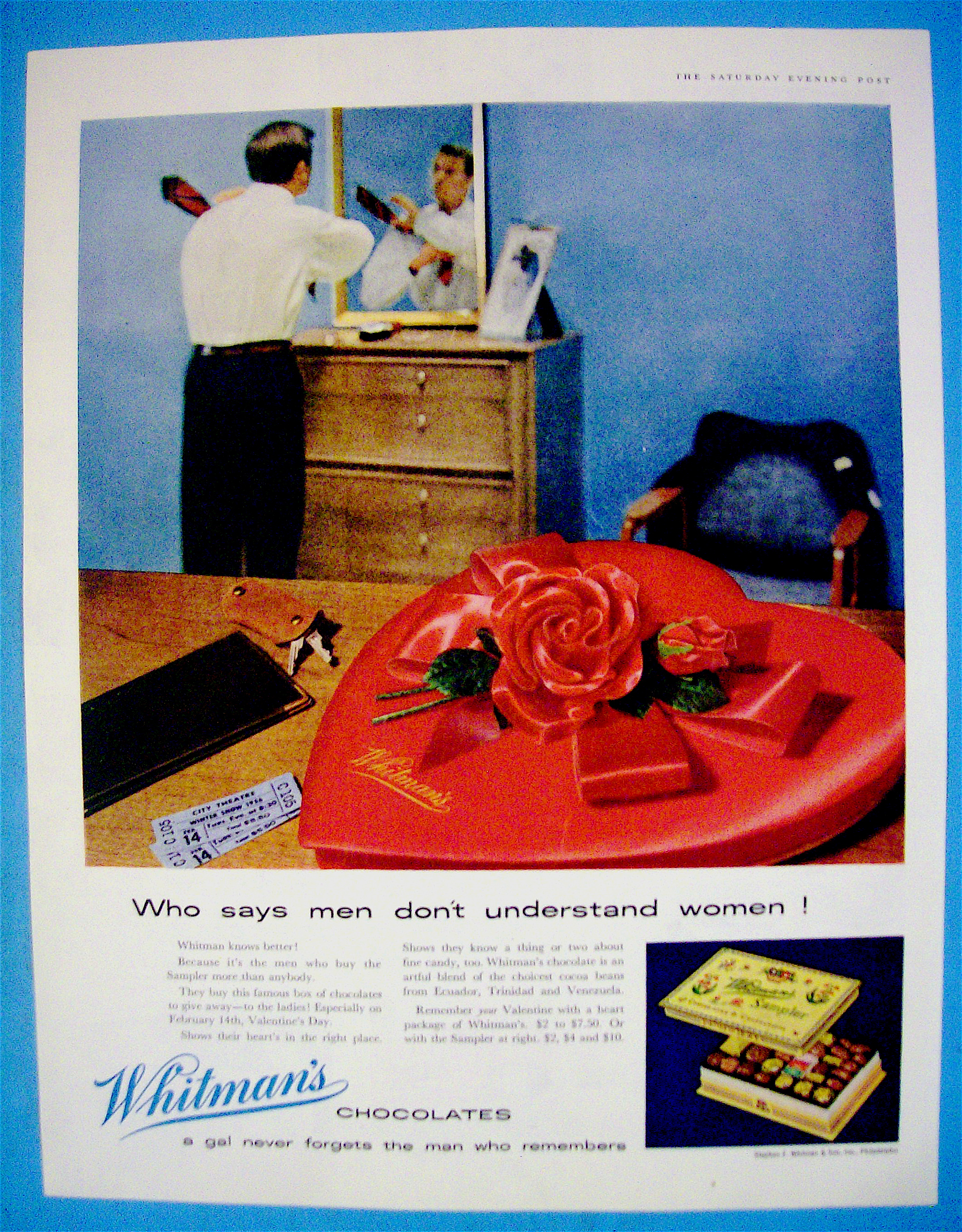 1956 Whitman's Chocolates with Man Dressing For Date