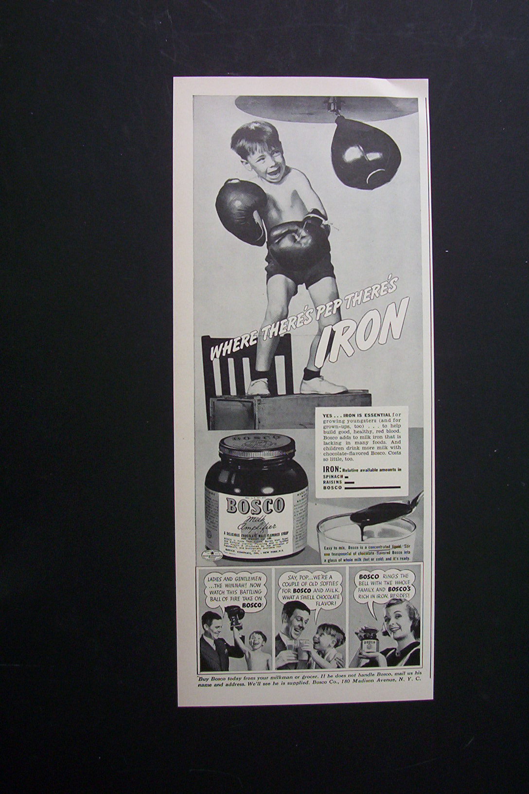 1940 Bosco Milk Amplifier with Boy Punching a Bag