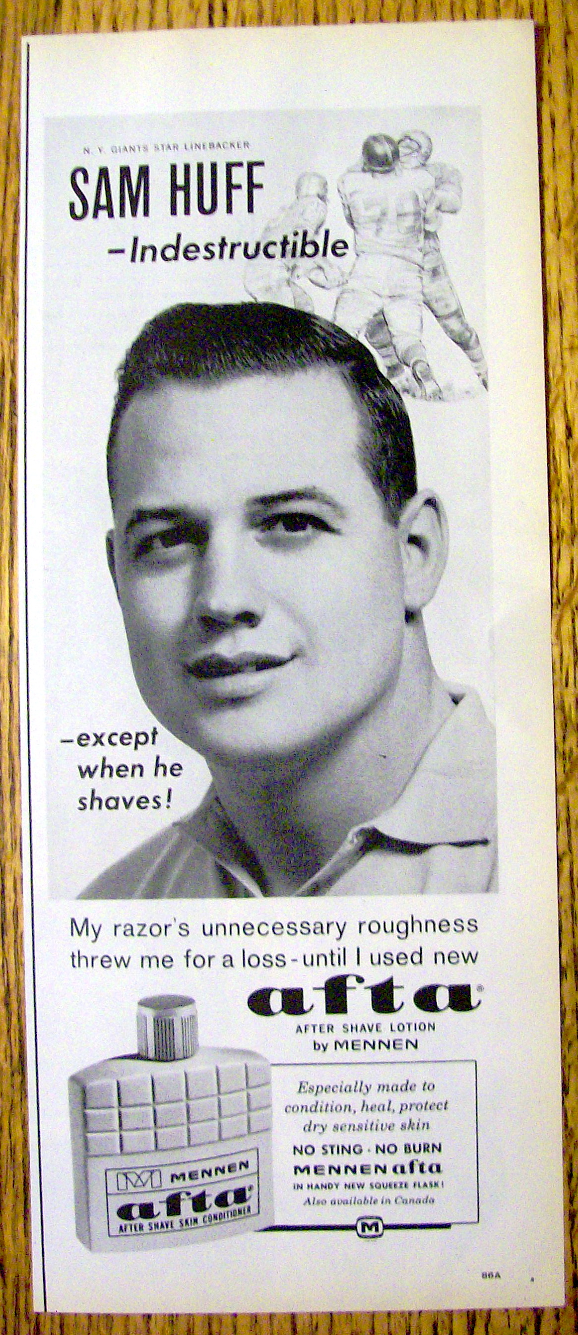 1963 Mennen Afta After Shave Lotion with Sam Huff