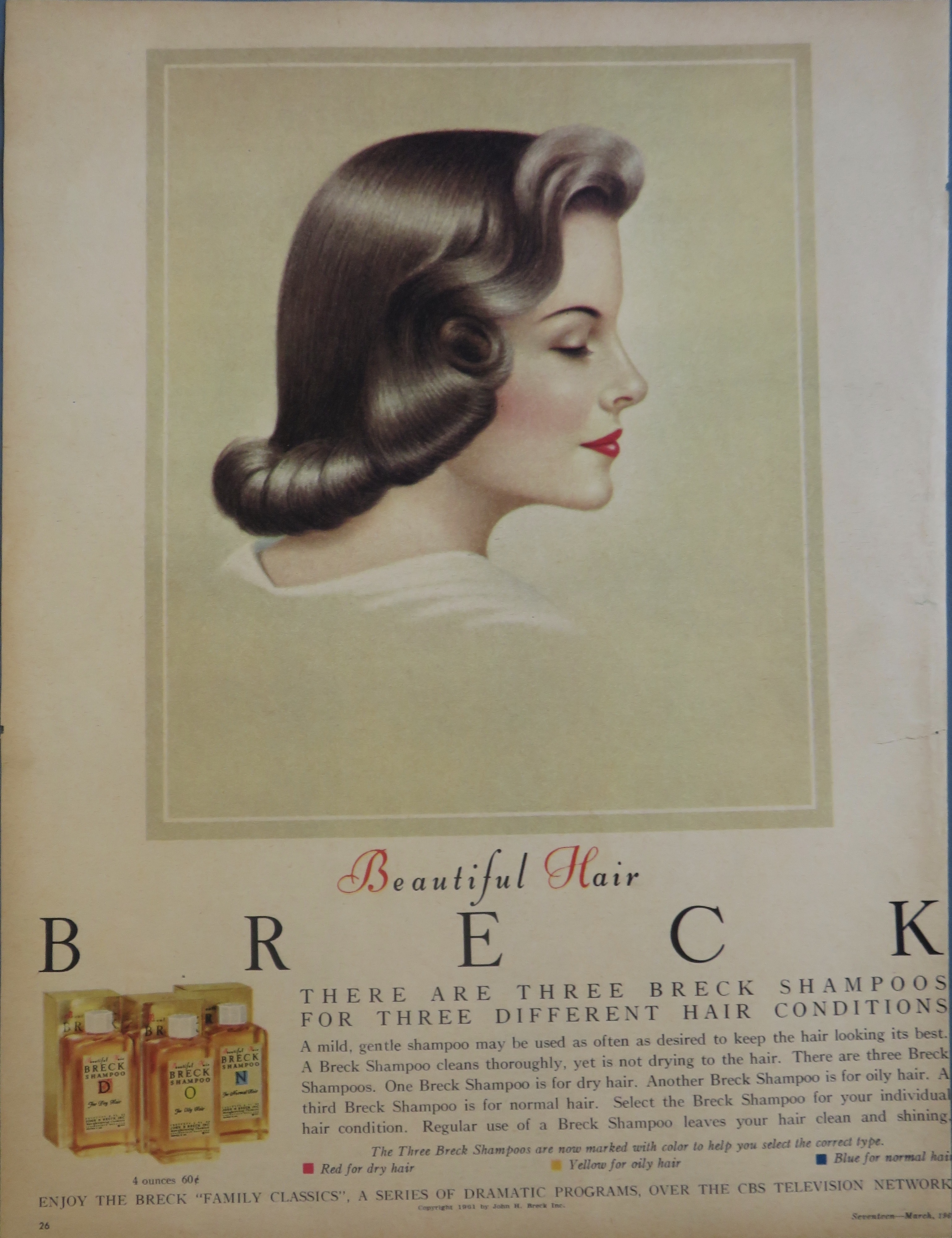 1961 Breck Shampoo with Lovely Brown Haired Woman