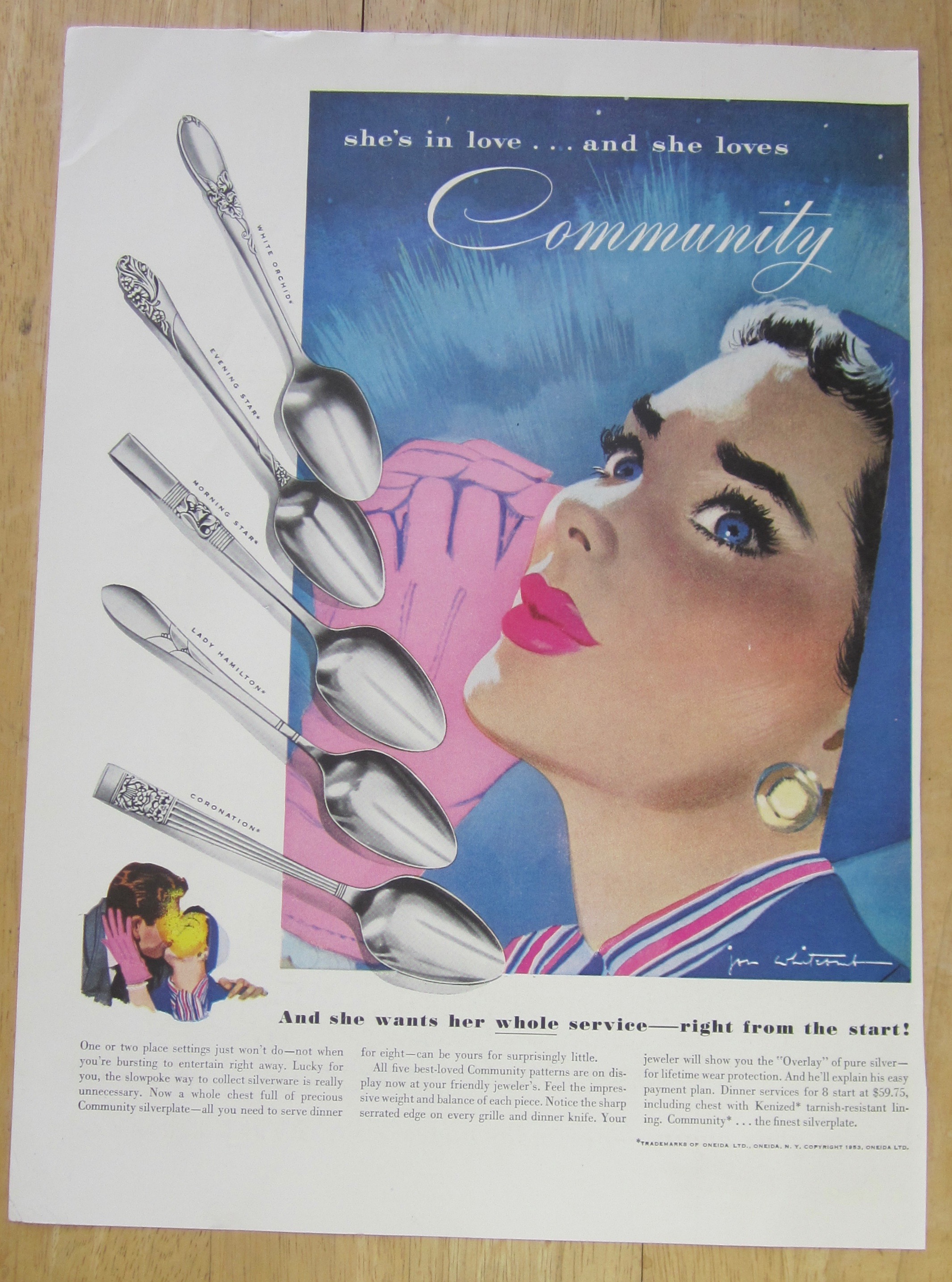 1953 Community Silverplate with Lovely Blue Eyed Woman