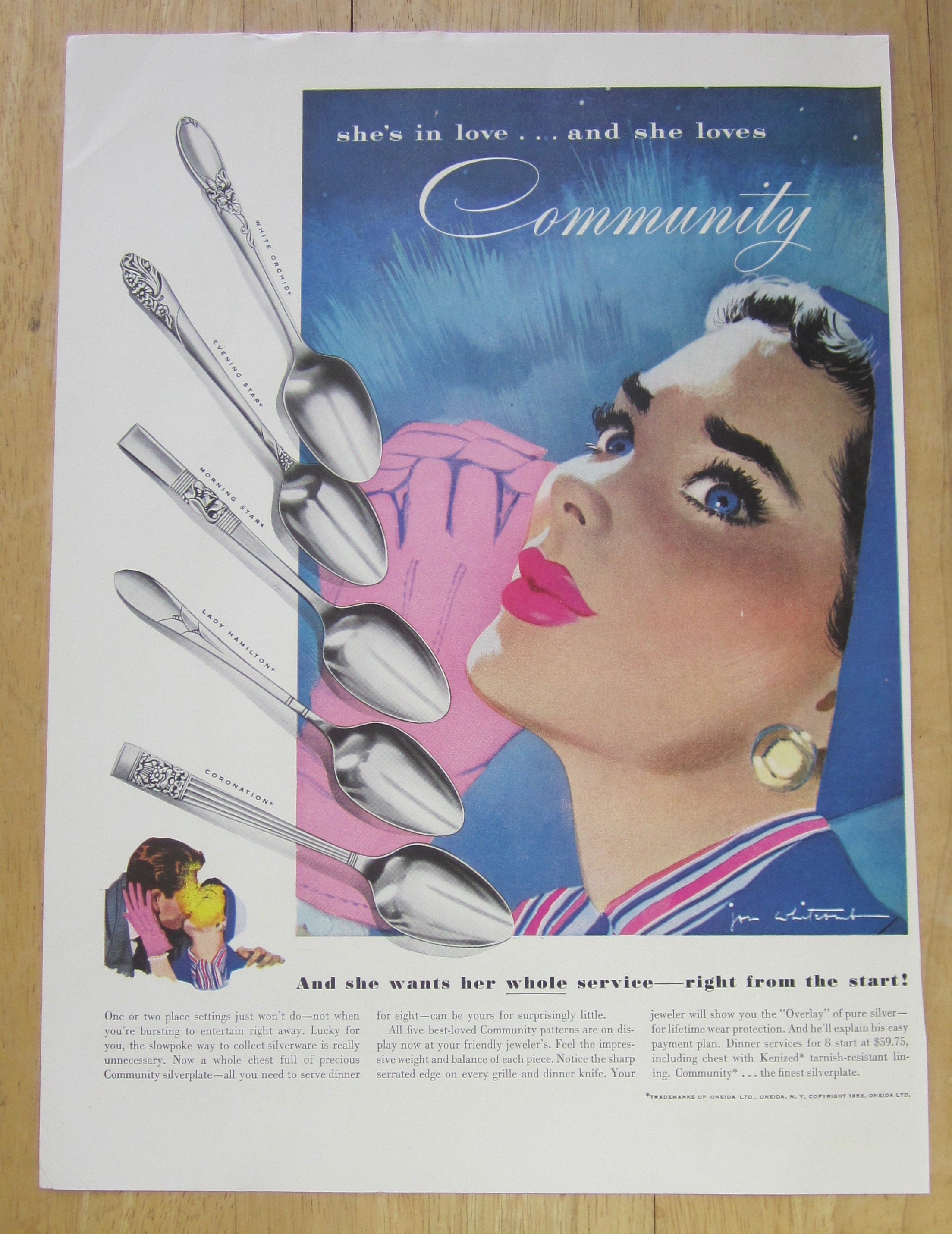 1953 Community Silverplate with Lovely Blue Eyed Woman