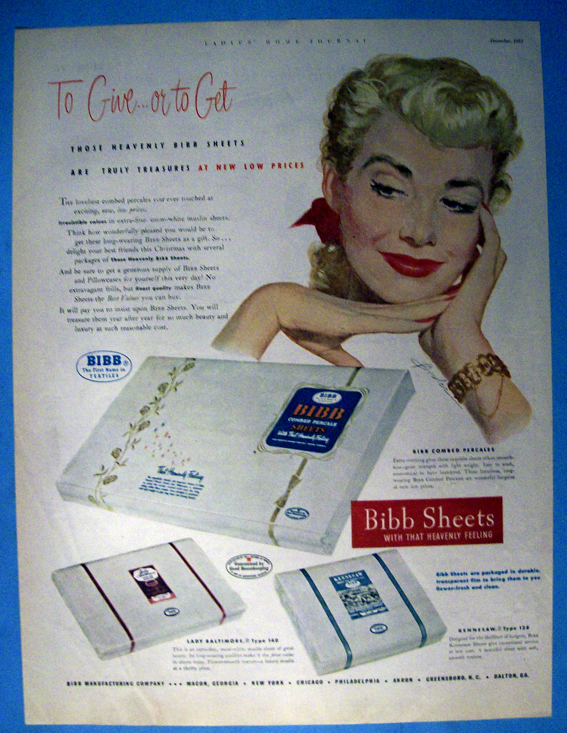 Vintage Ad: 1951 Bibb Sheets
