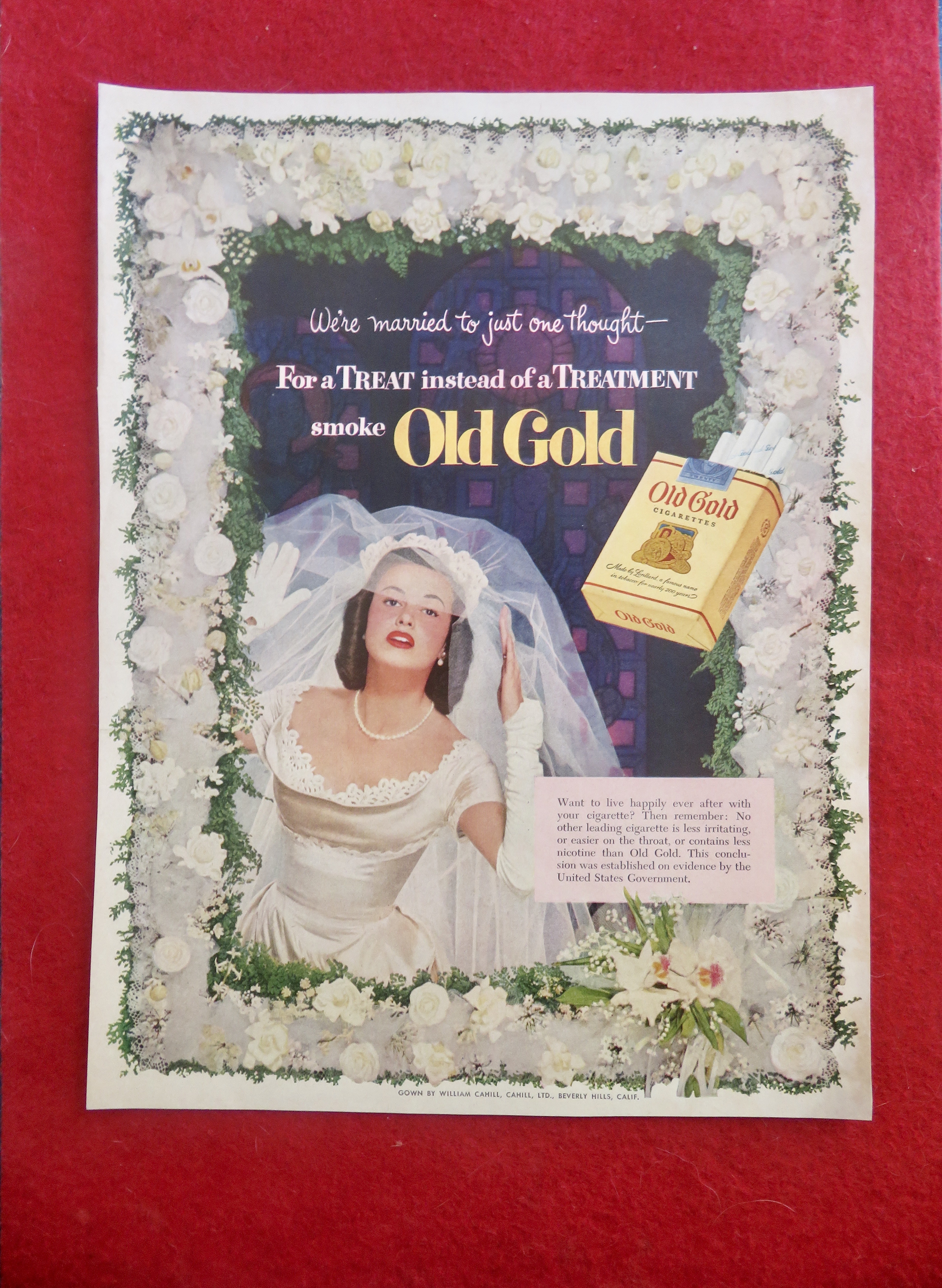 1952 Old Gold Cigarettes w/ Woman Dressed as a Bride