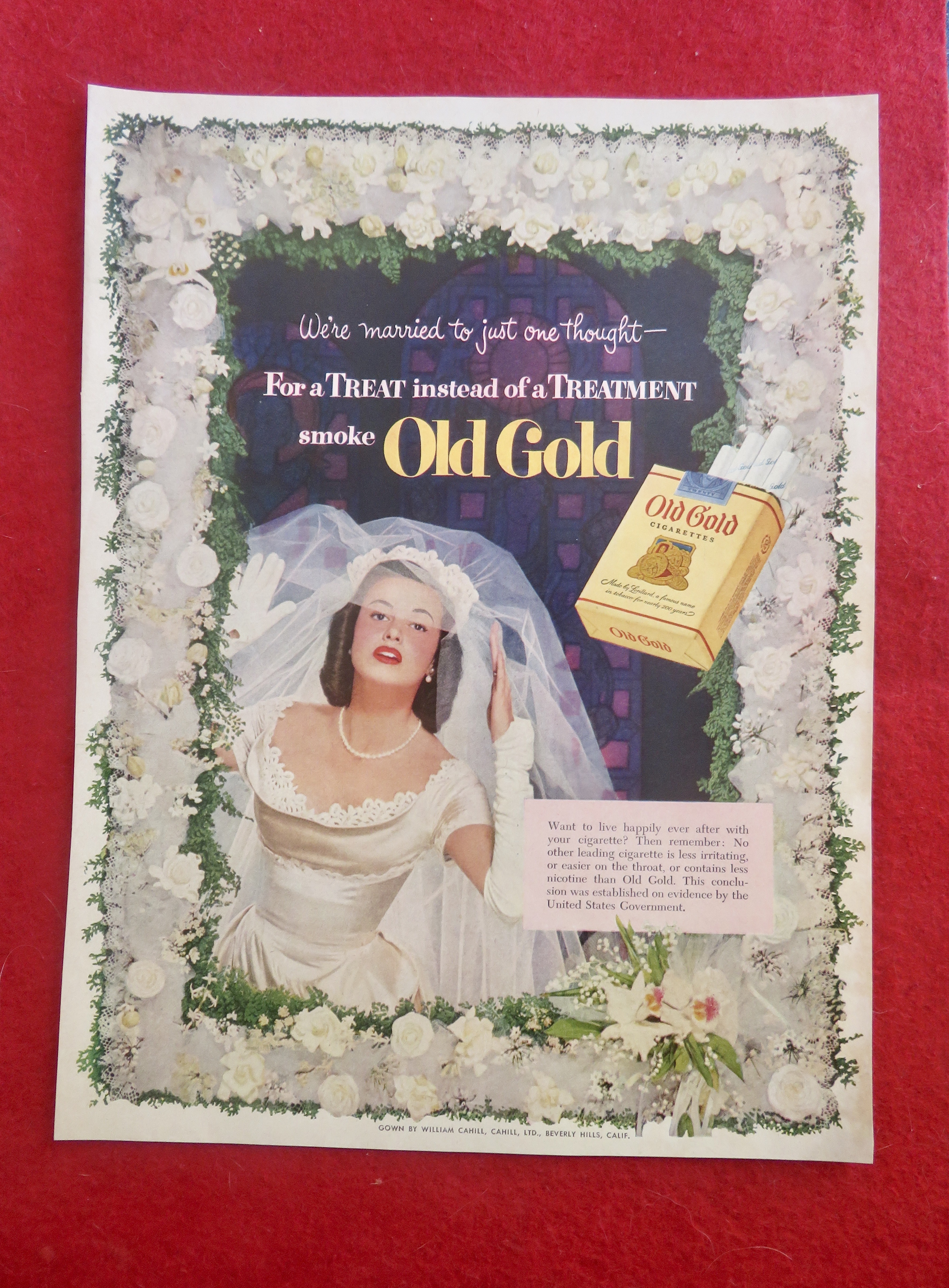 1952 Old Gold Cigarettes w/ Woman Dressed as a Bride