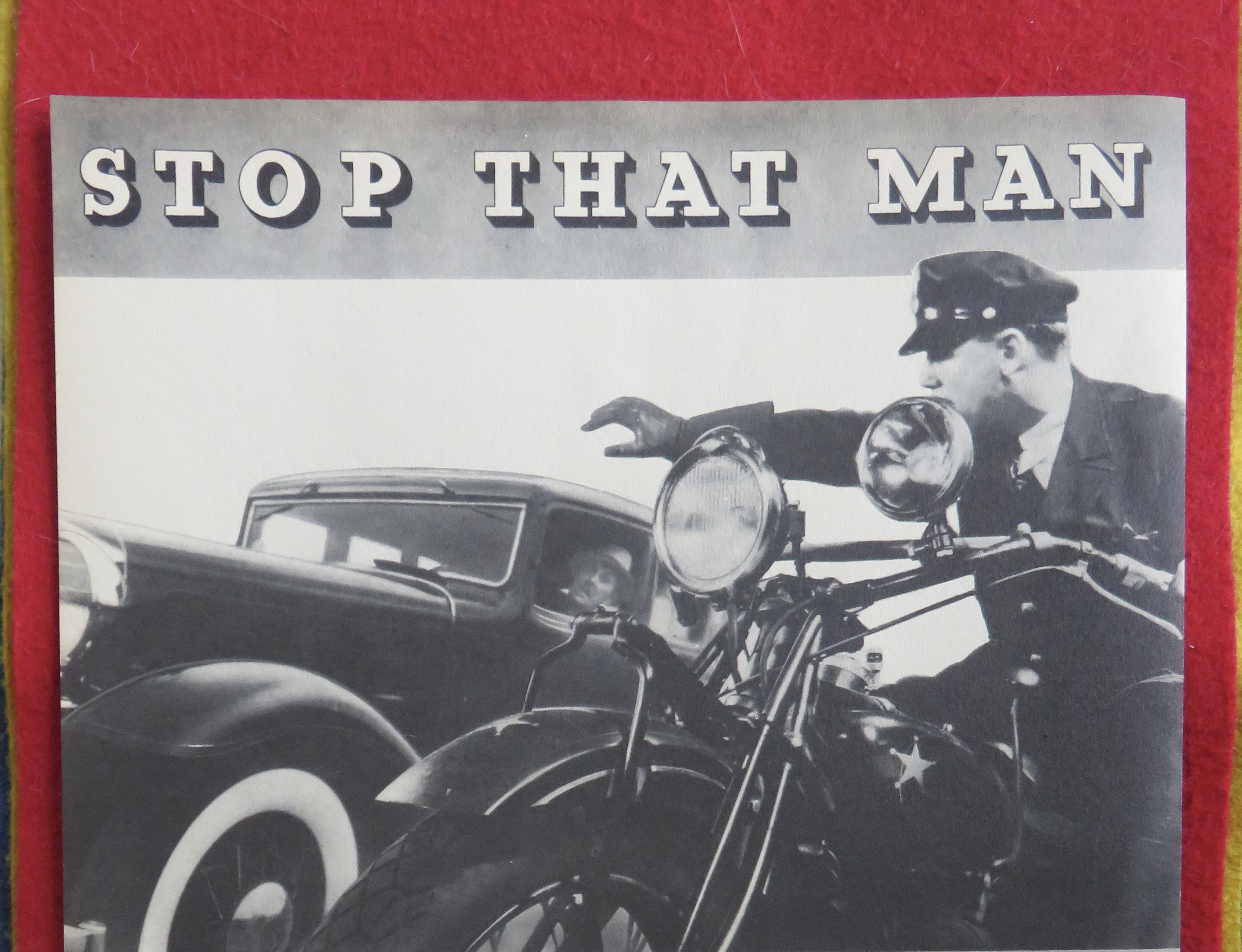 1934 Libbey Owens Ford Safety Glass with Cop & Car