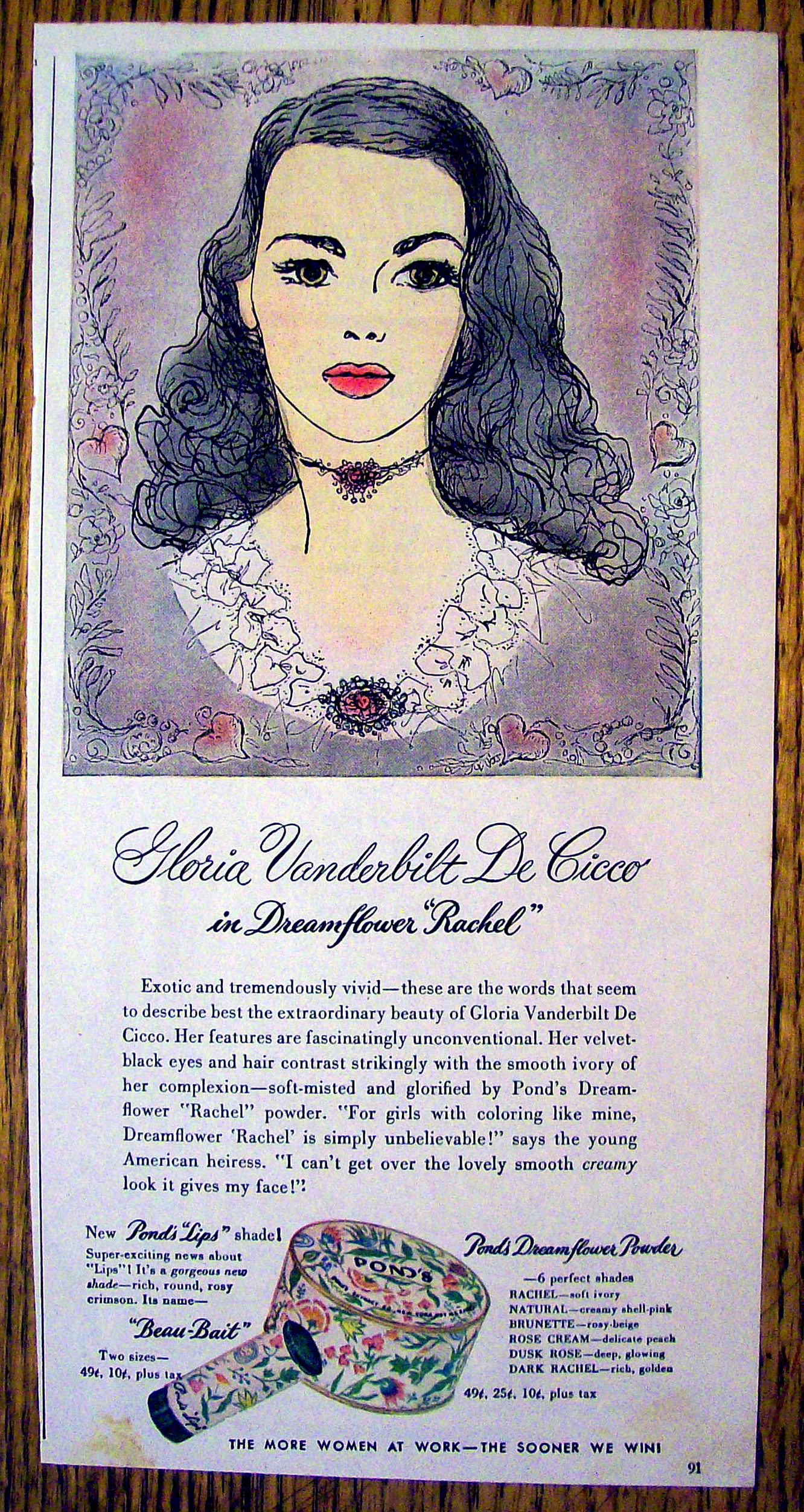 1944 Pond's Dream Flower w/ Gloria Vanderbilt De Cicco