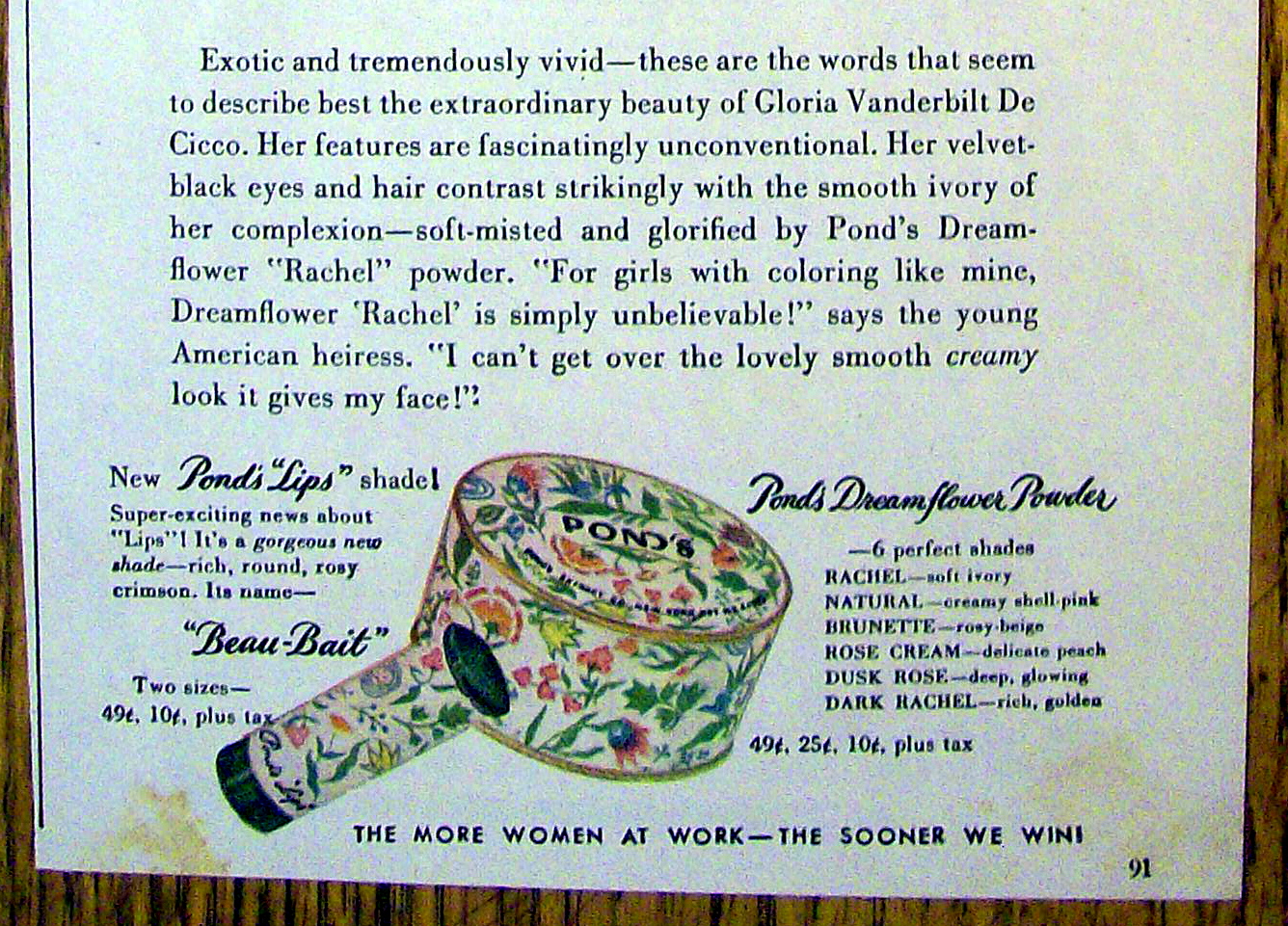 1944 Pond's Dream Flower w/ Gloria Vanderbilt De Cicco