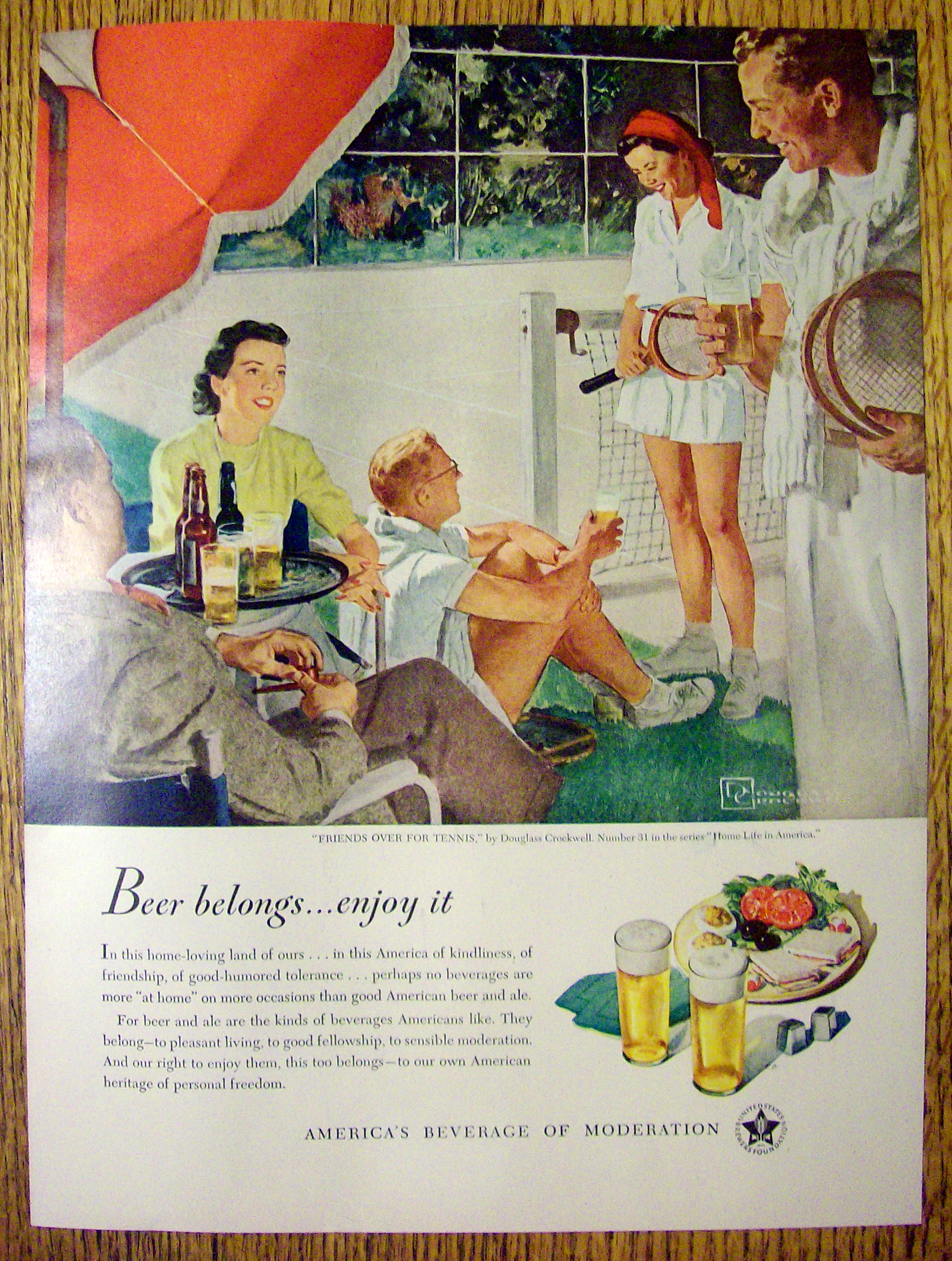 1952 Friends Over For Tennis By Douglas Crockwell