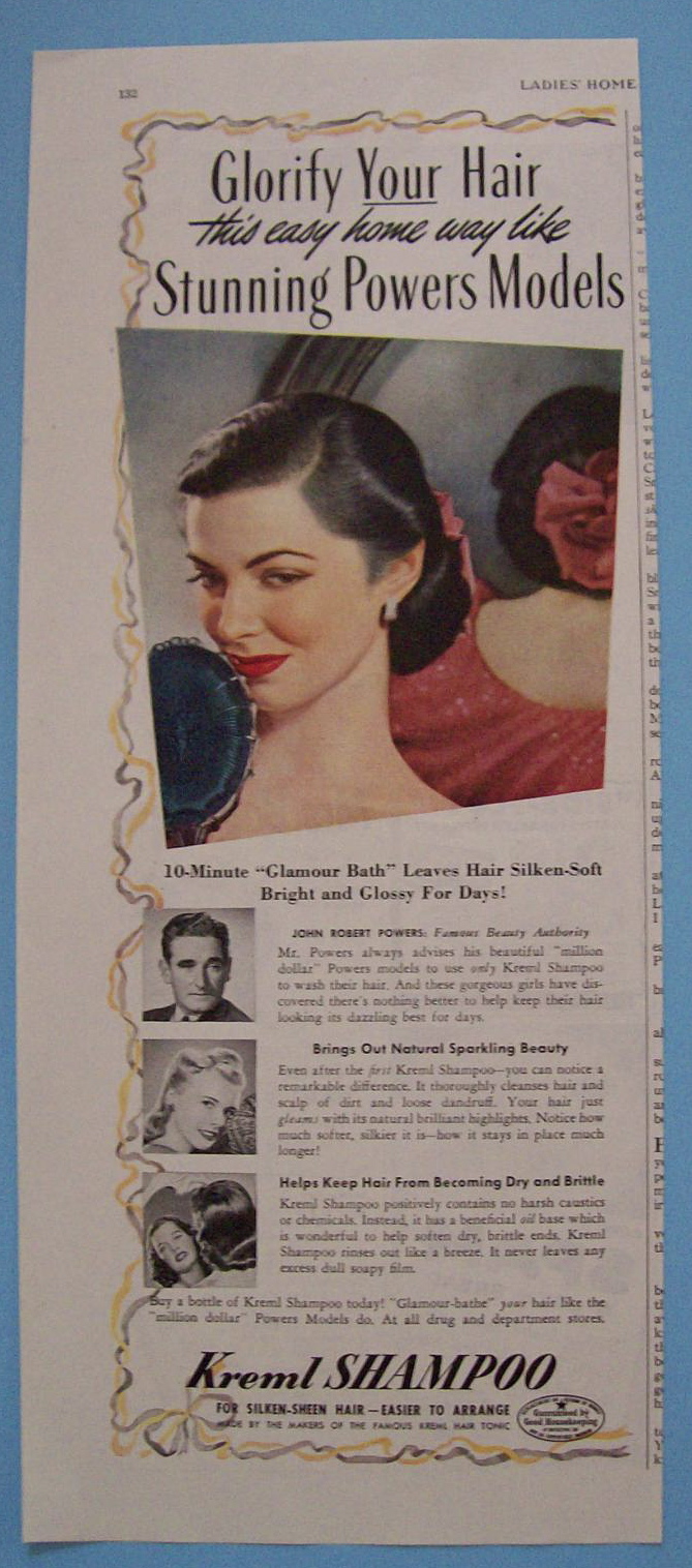 Vintage Ad: 1944 Kreml Shampoo w/ John Powers Model