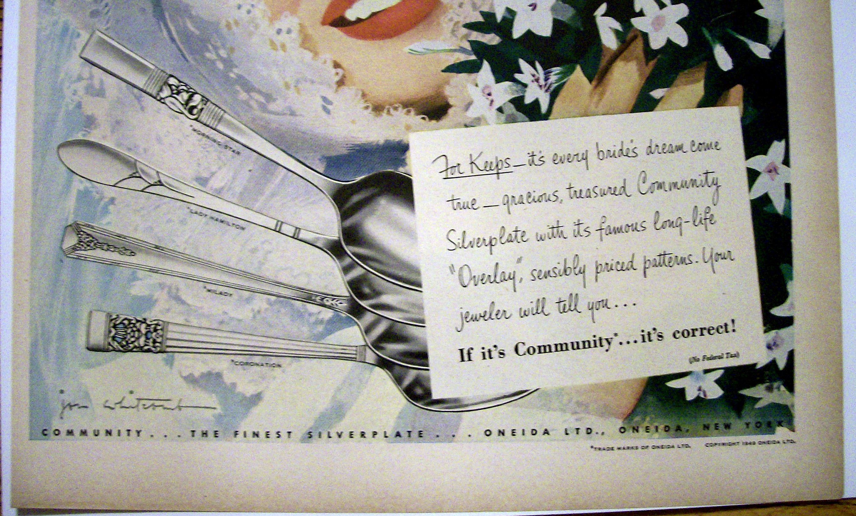 Vintage Ad: 1949 Community Silverplate