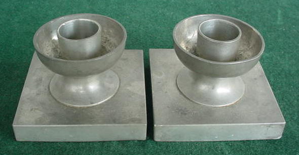 Pr. of Alloy Art Pewter Candleholders