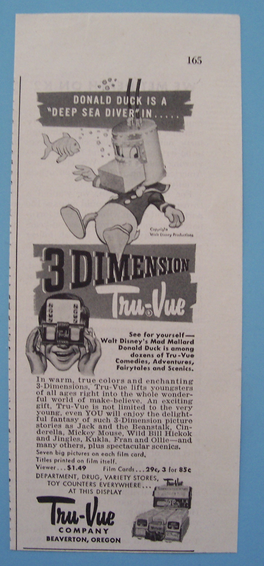 Vintage Ad: 1953 Tru Vue w/ Donald Duck