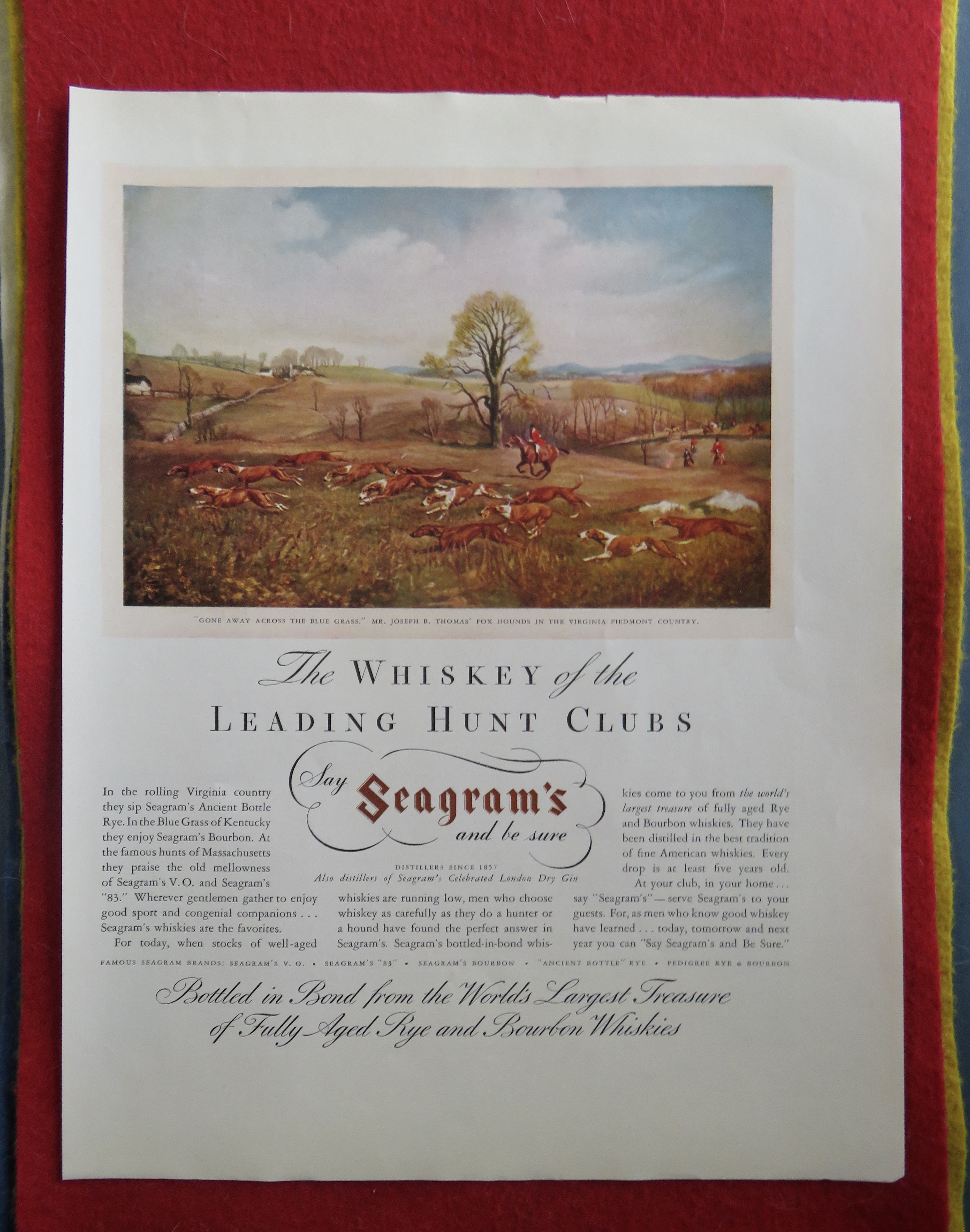 1934 Seagram's Whiskey with Gone Away Across The Grass