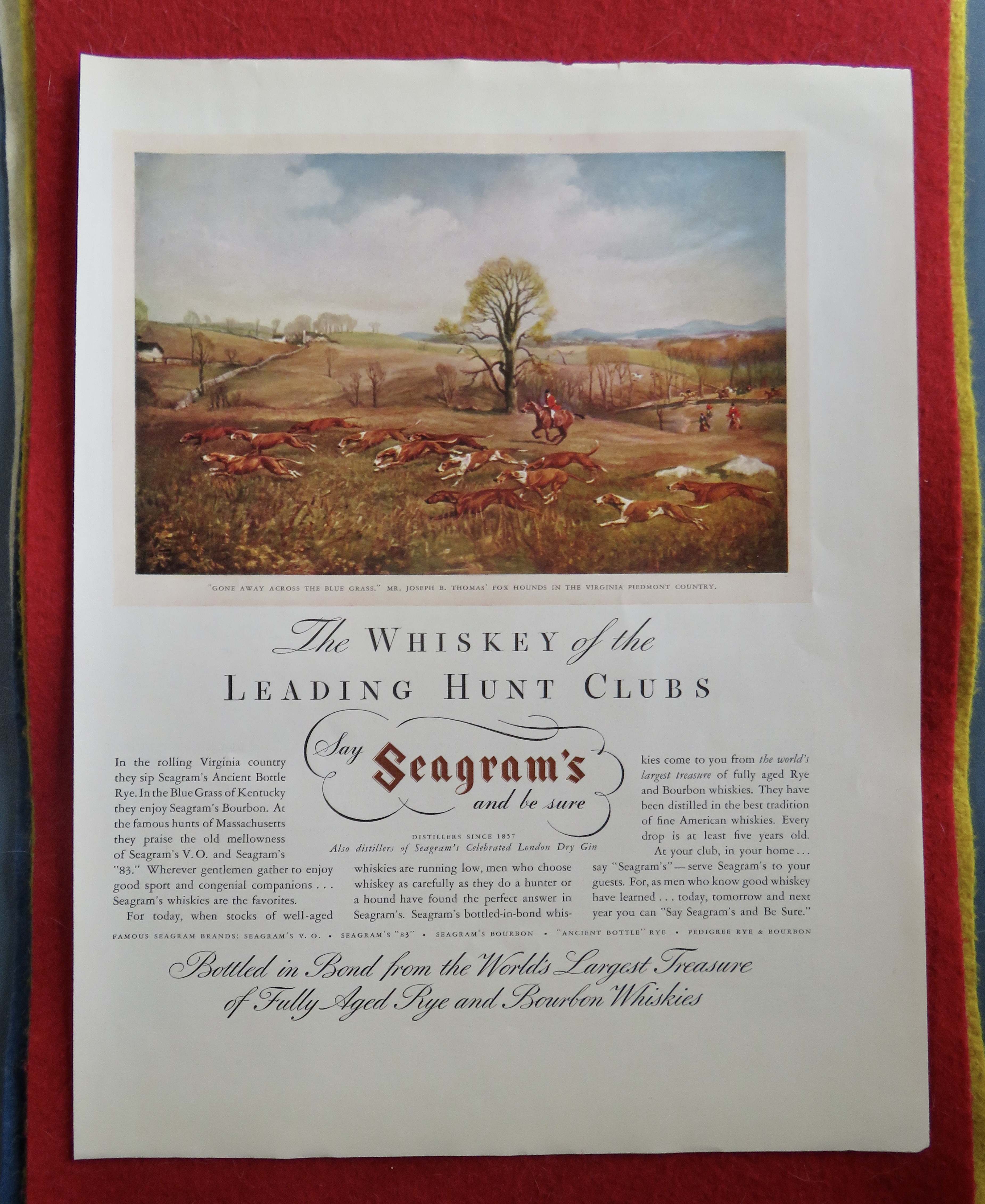 1934 Seagram's Whiskey with Gone Away Across The Grass
