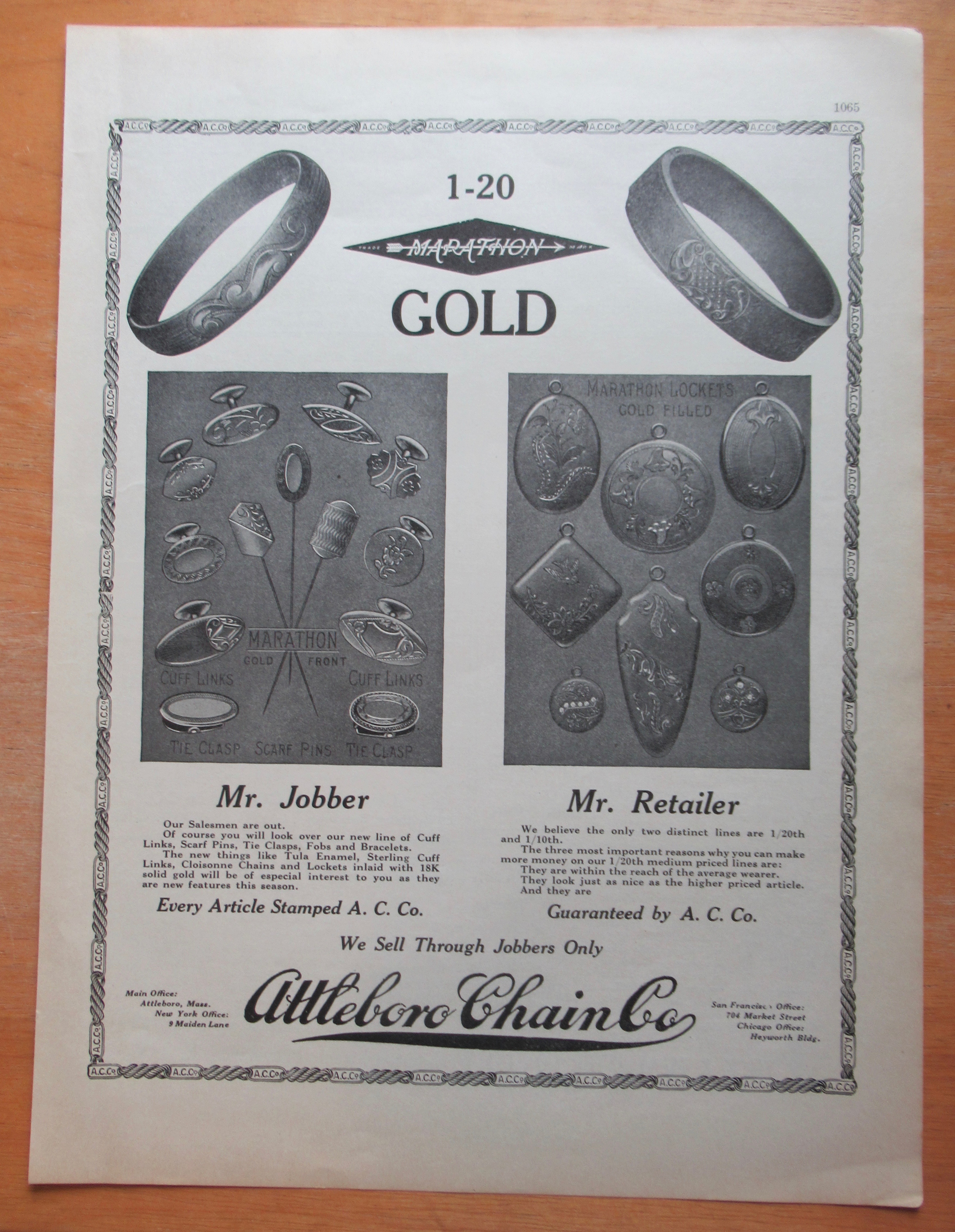 1913 Attleboro Chain Co with Marathon Gold