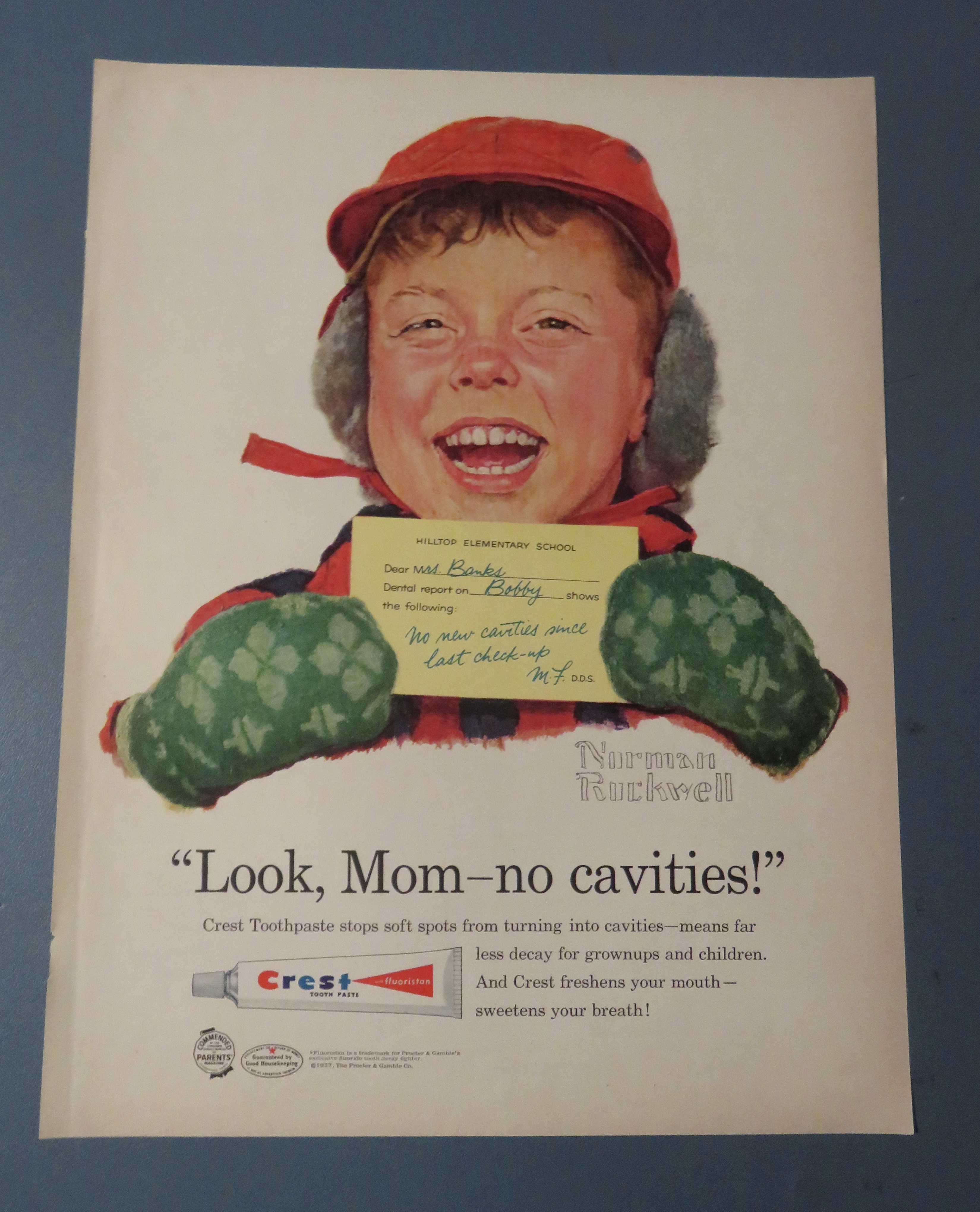 1957 Crest Toothpaste with Bobby By Norman Rockwell