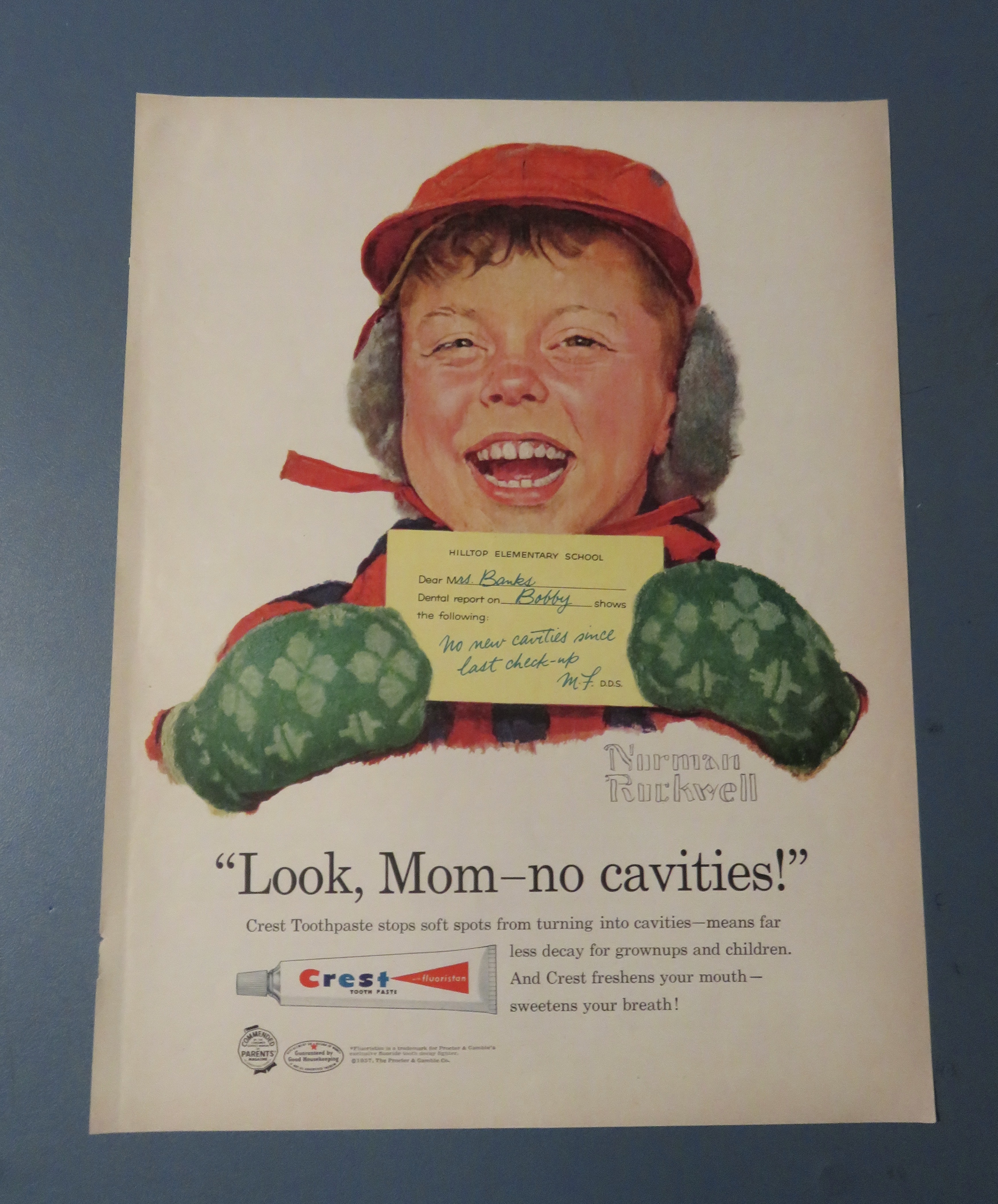 1957 Crest Toothpaste with Bobby By Norman Rockwell