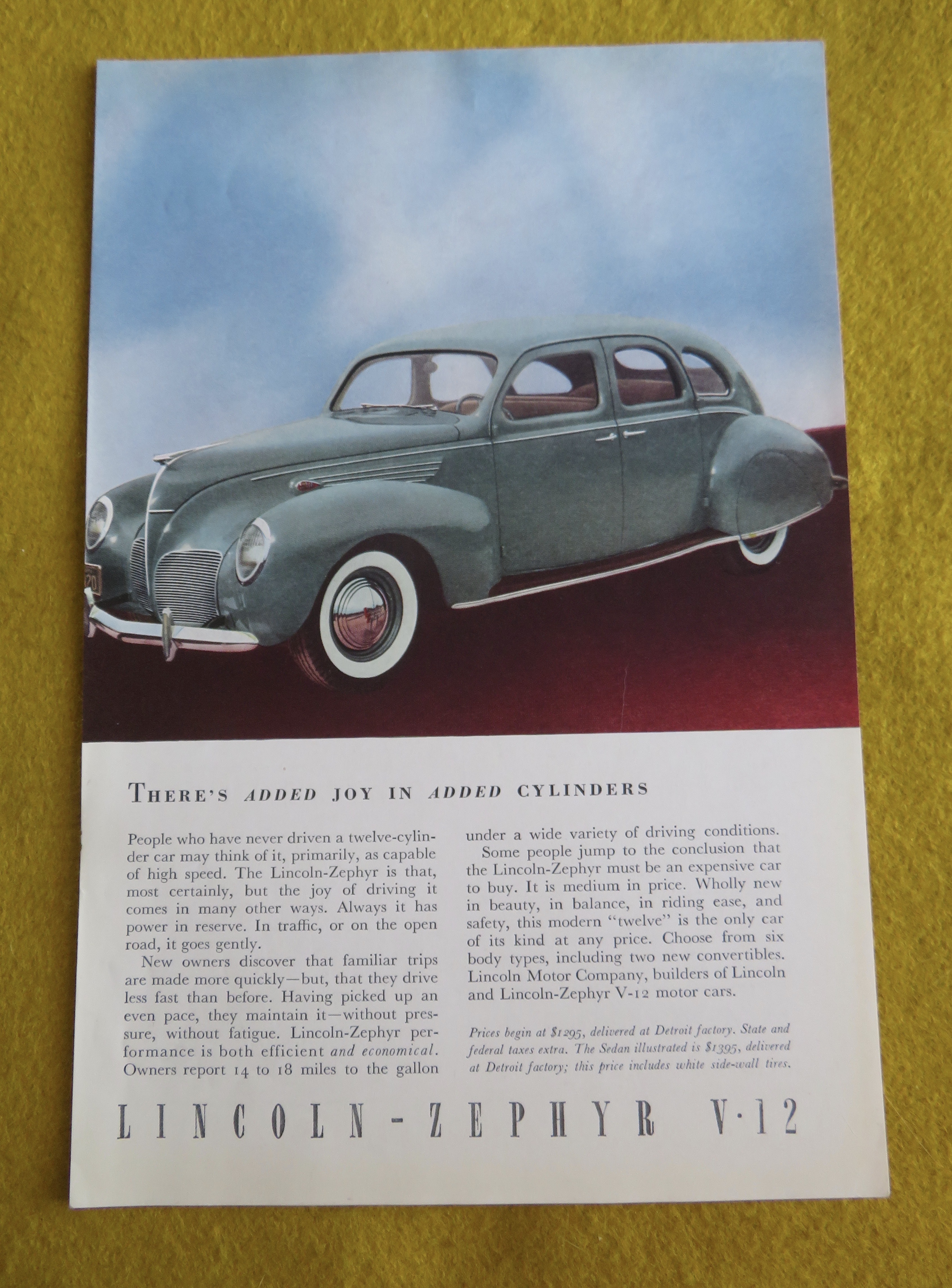 1938 Lincoln Zephyr V-12 with Green Zephyr