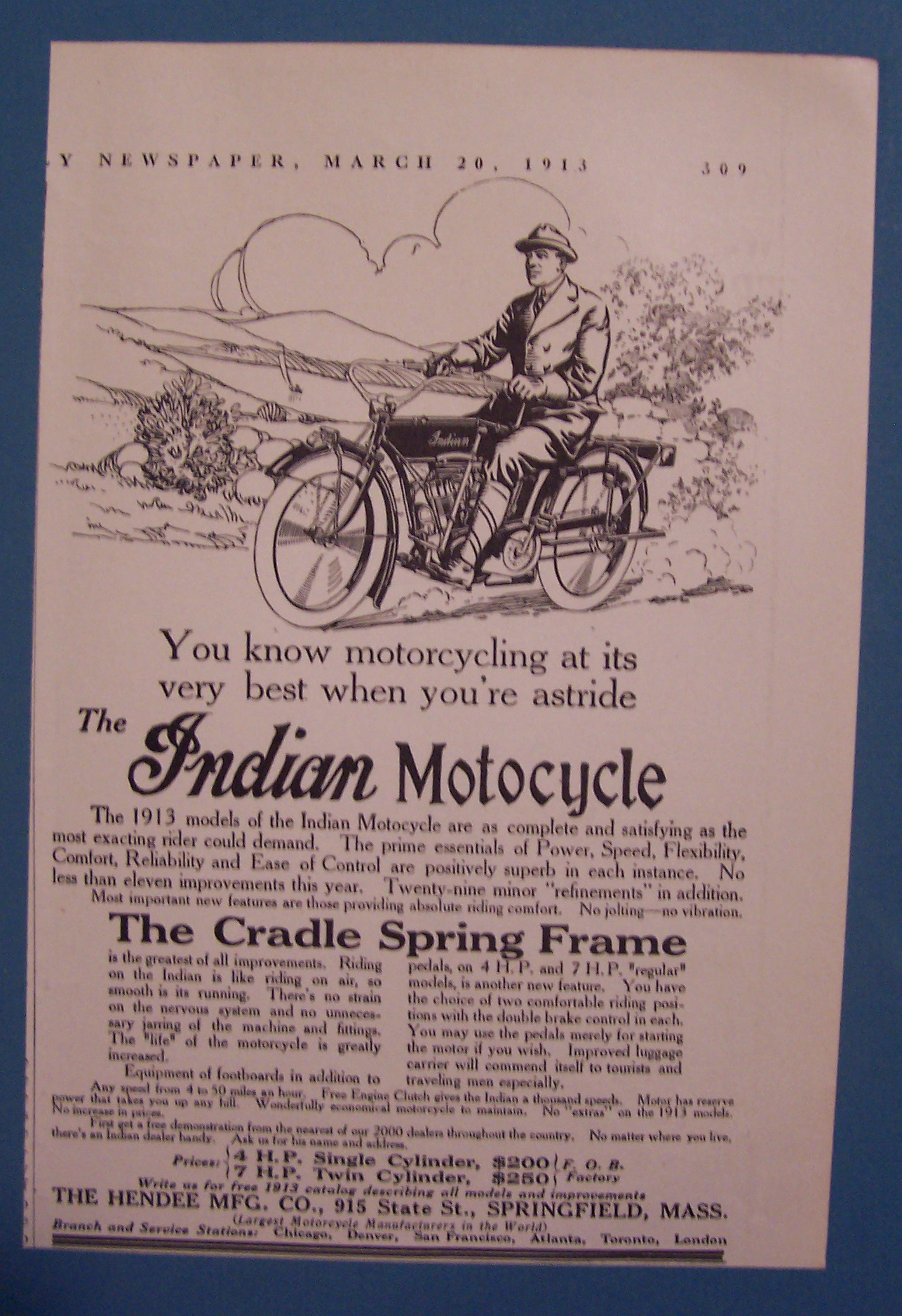 Vintage Ad: 1913 Indian Motorcycle