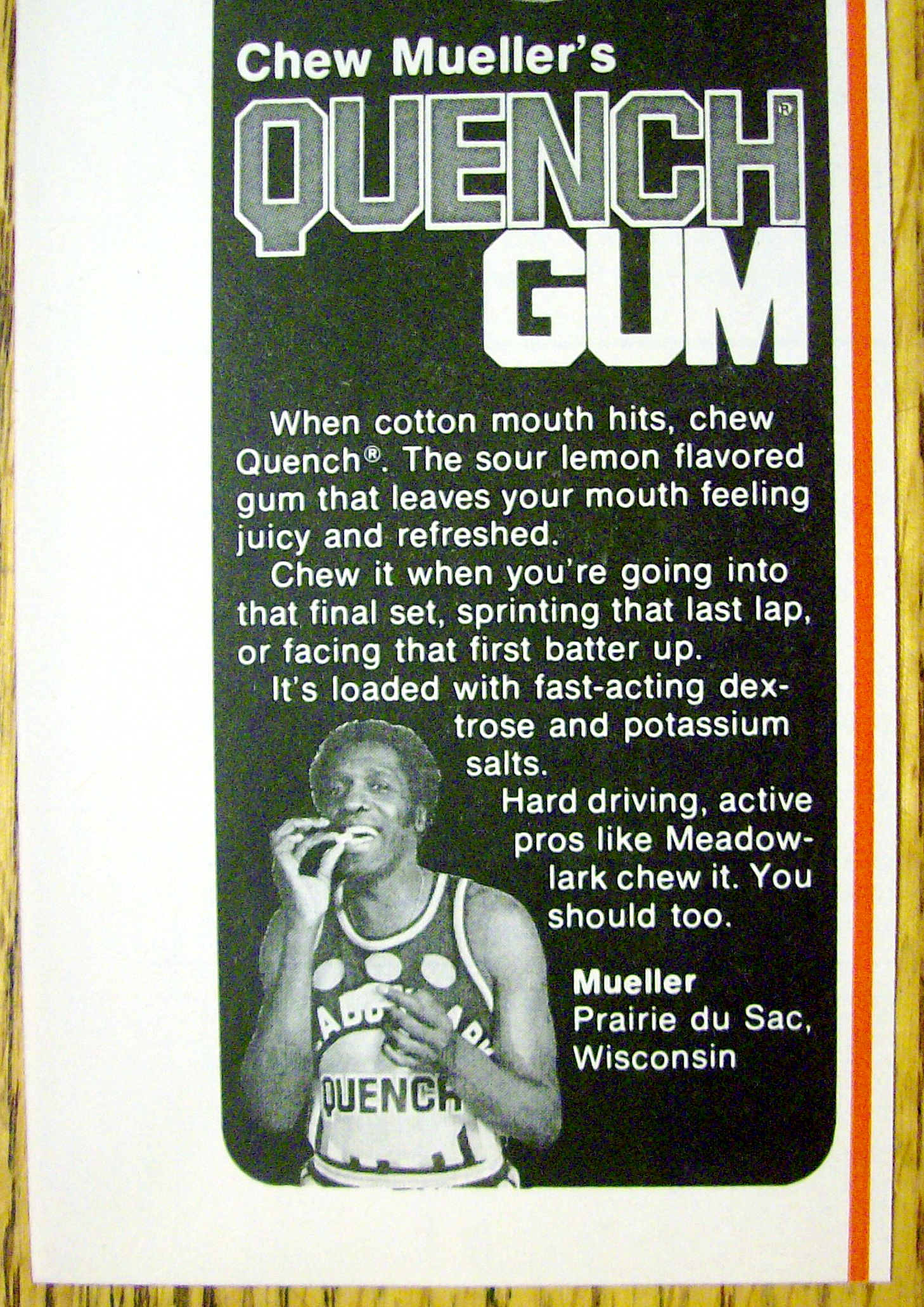 1978 Quench Gum Ad with Meadowlark Lemon