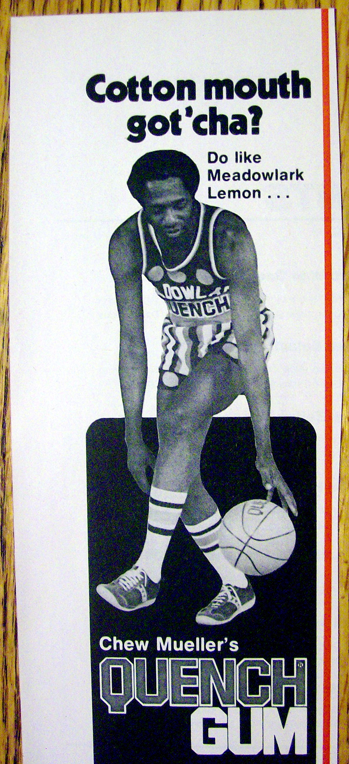 1978 Quench Gum Ad with Meadowlark Lemon