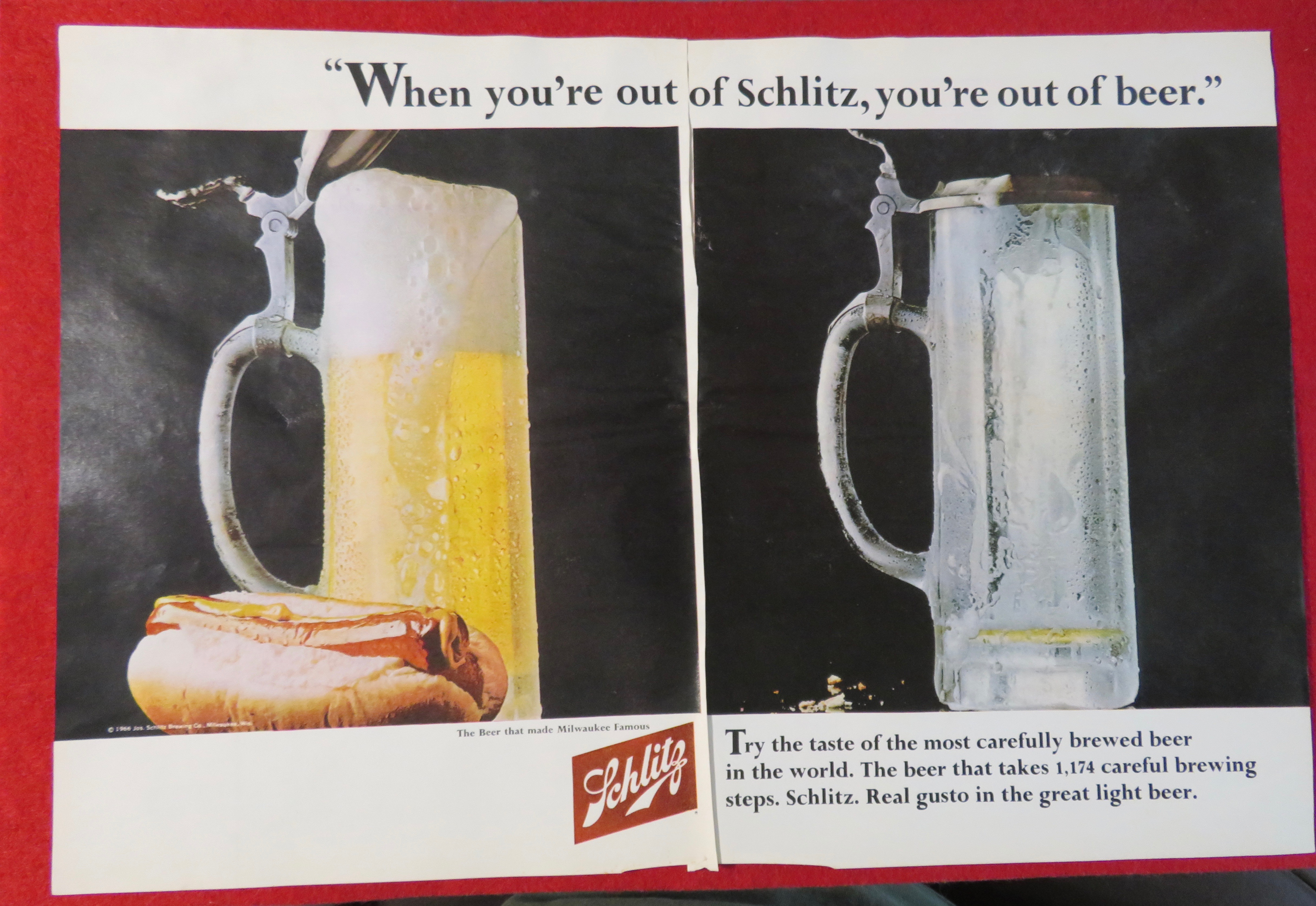 1966 Schlitz Beer with Hot Dog