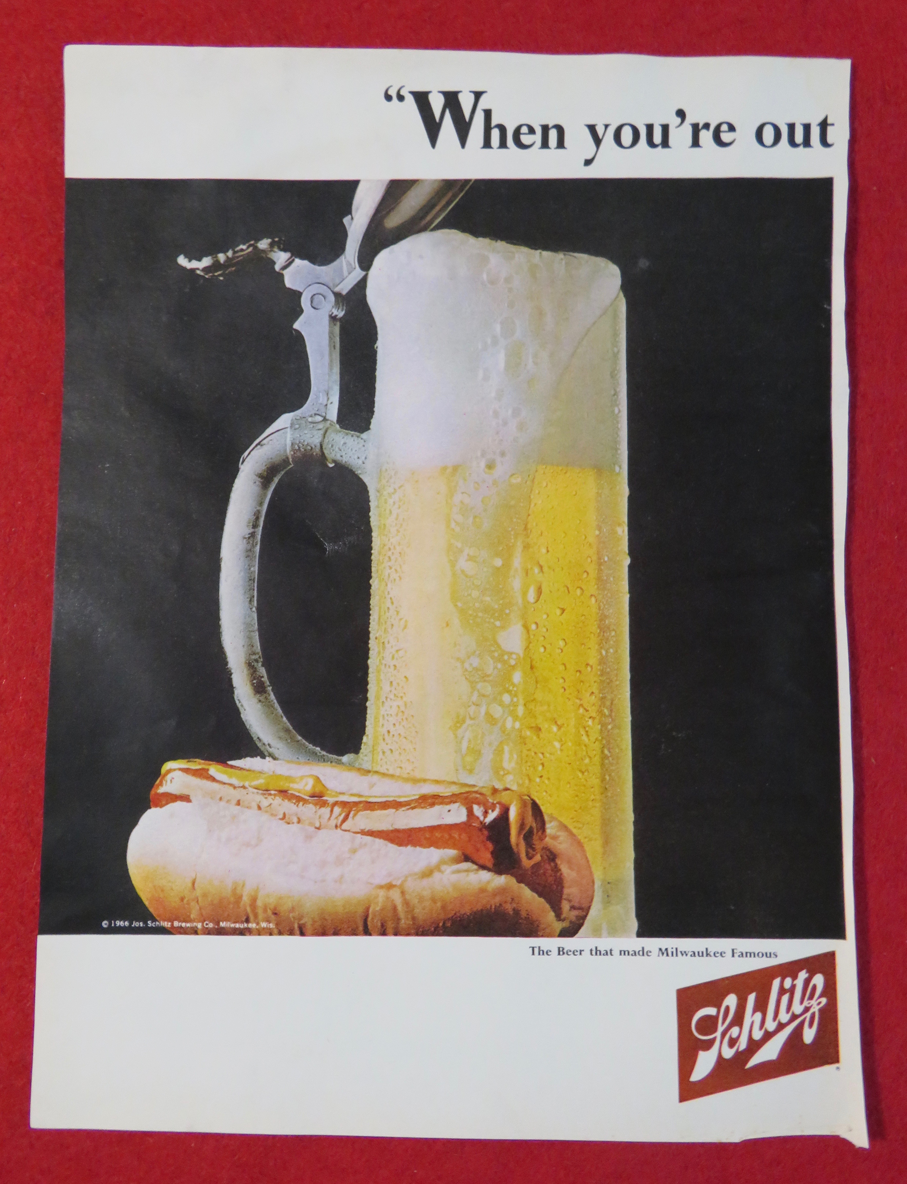 1966 Schlitz Beer with Hot Dog
