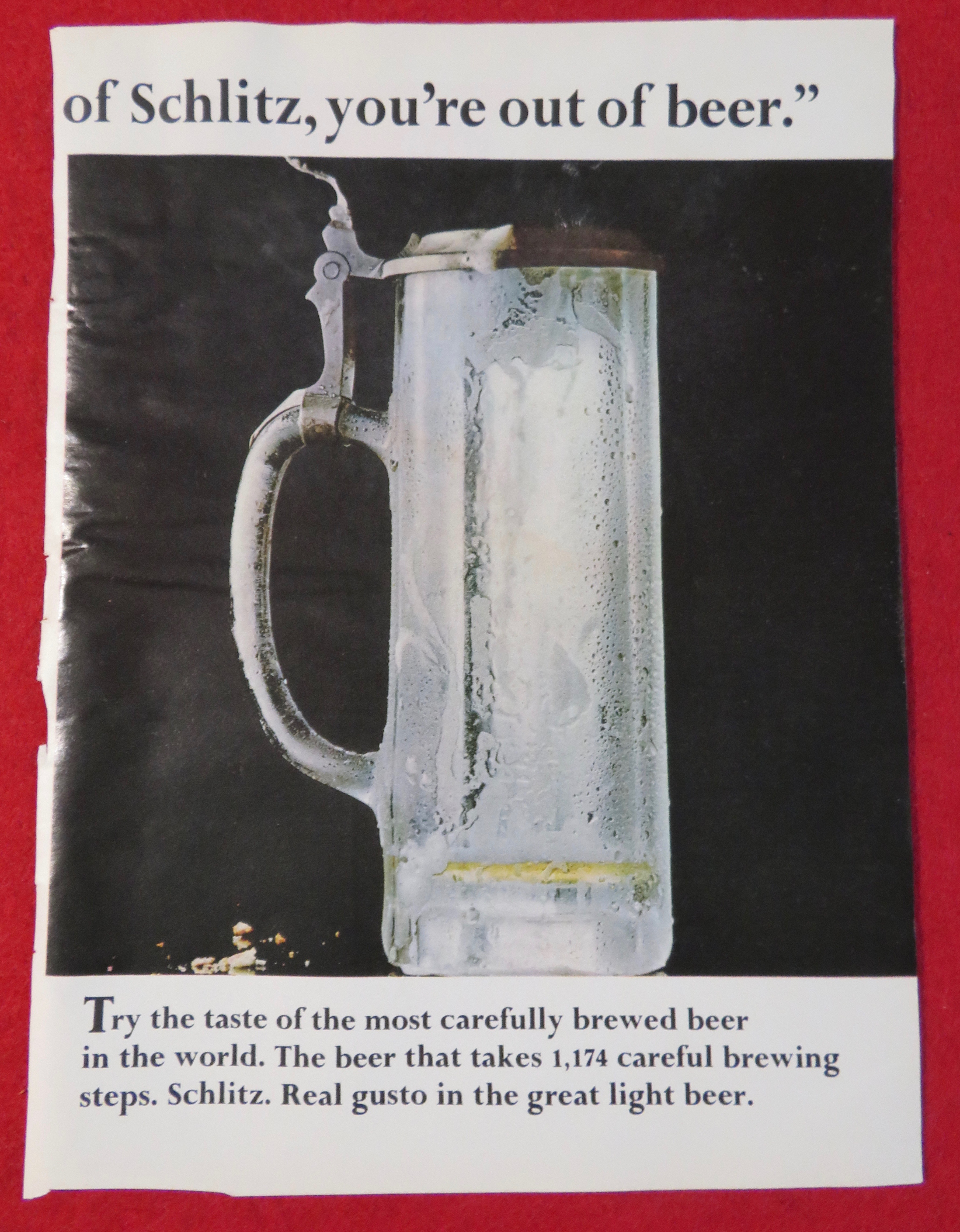 1966 Schlitz Beer with Hot Dog
