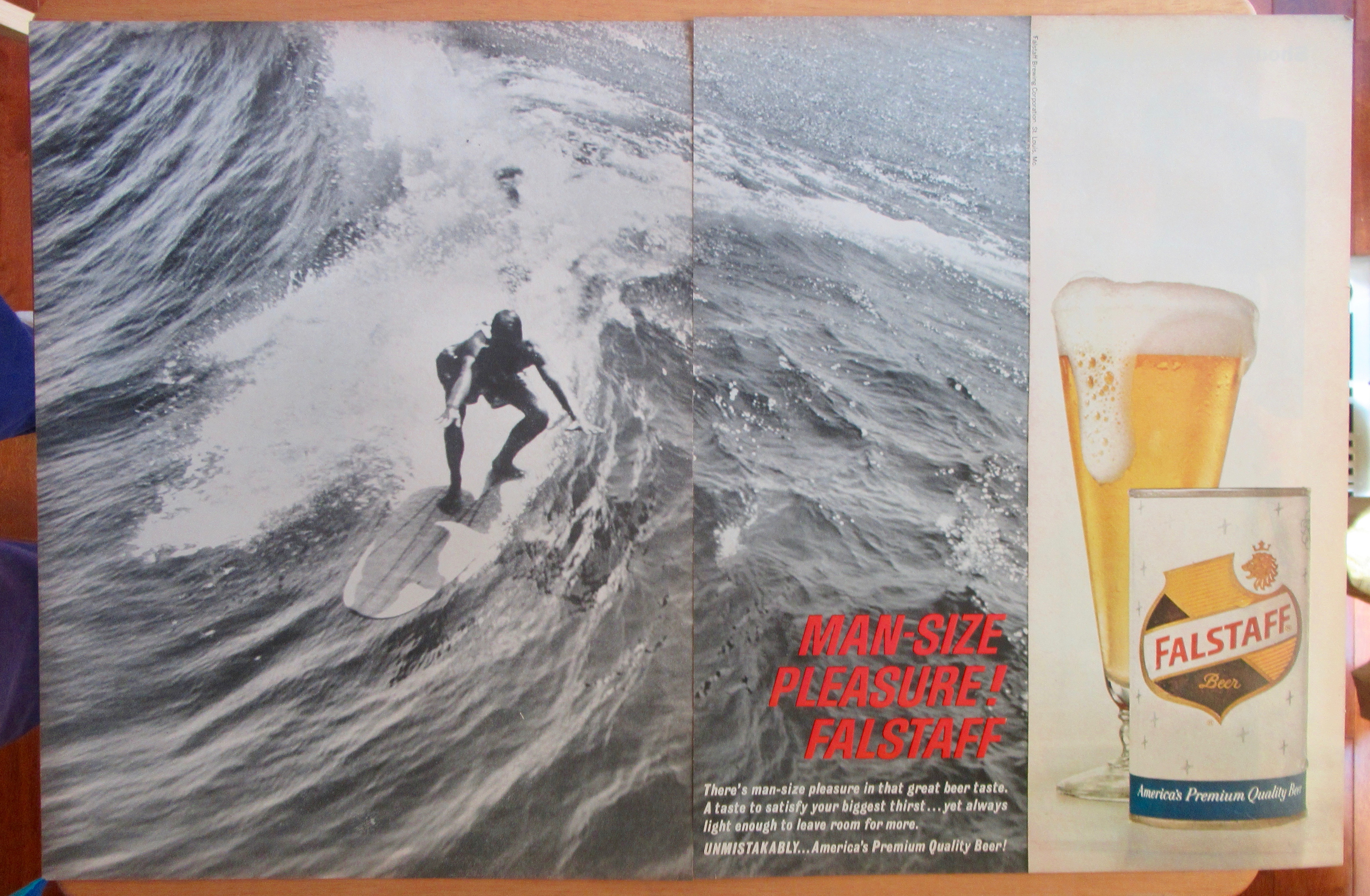 1965 Falstaff Beer with Man Surfing
