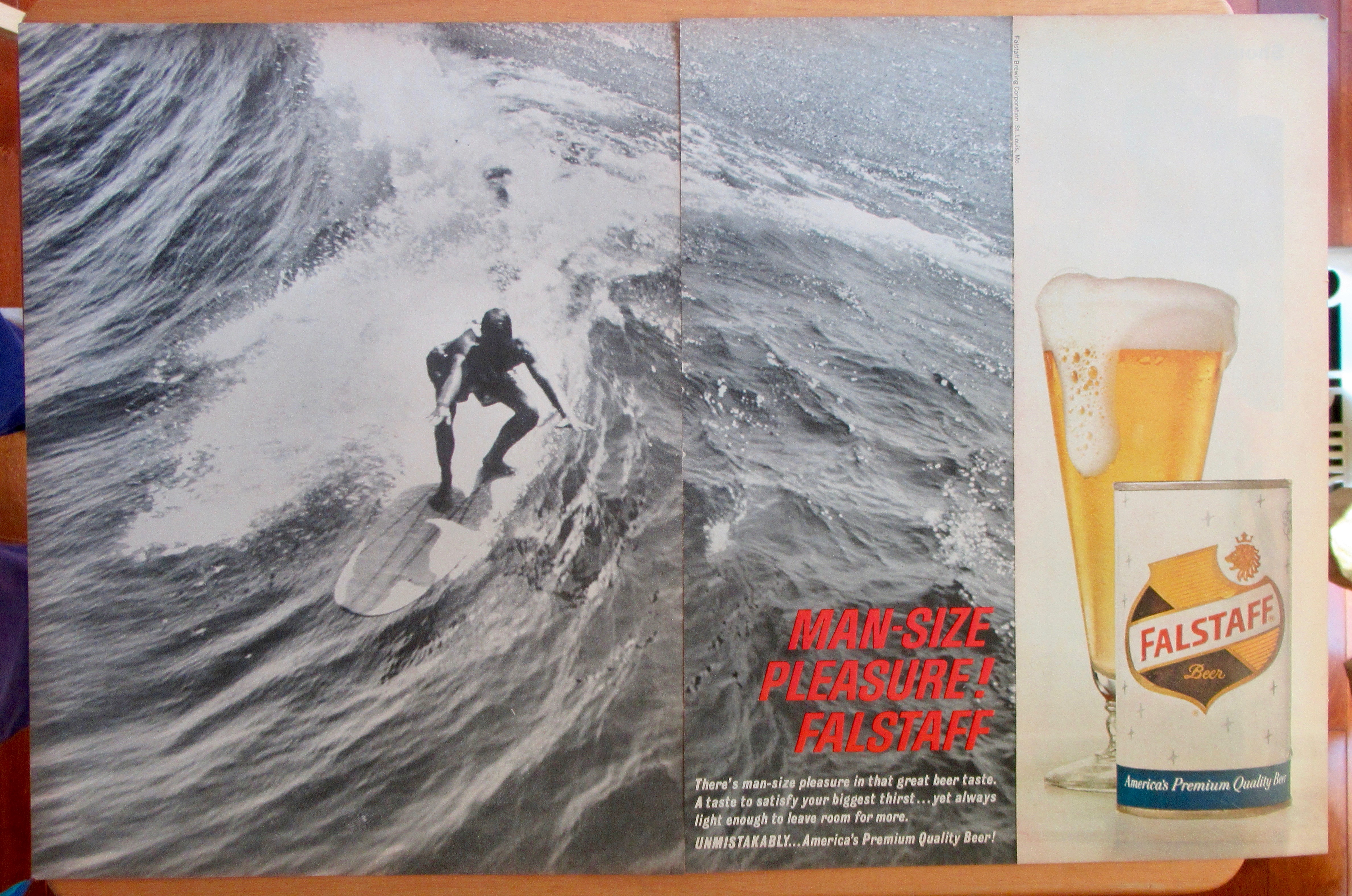 1965 Falstaff Beer with Man Surfing