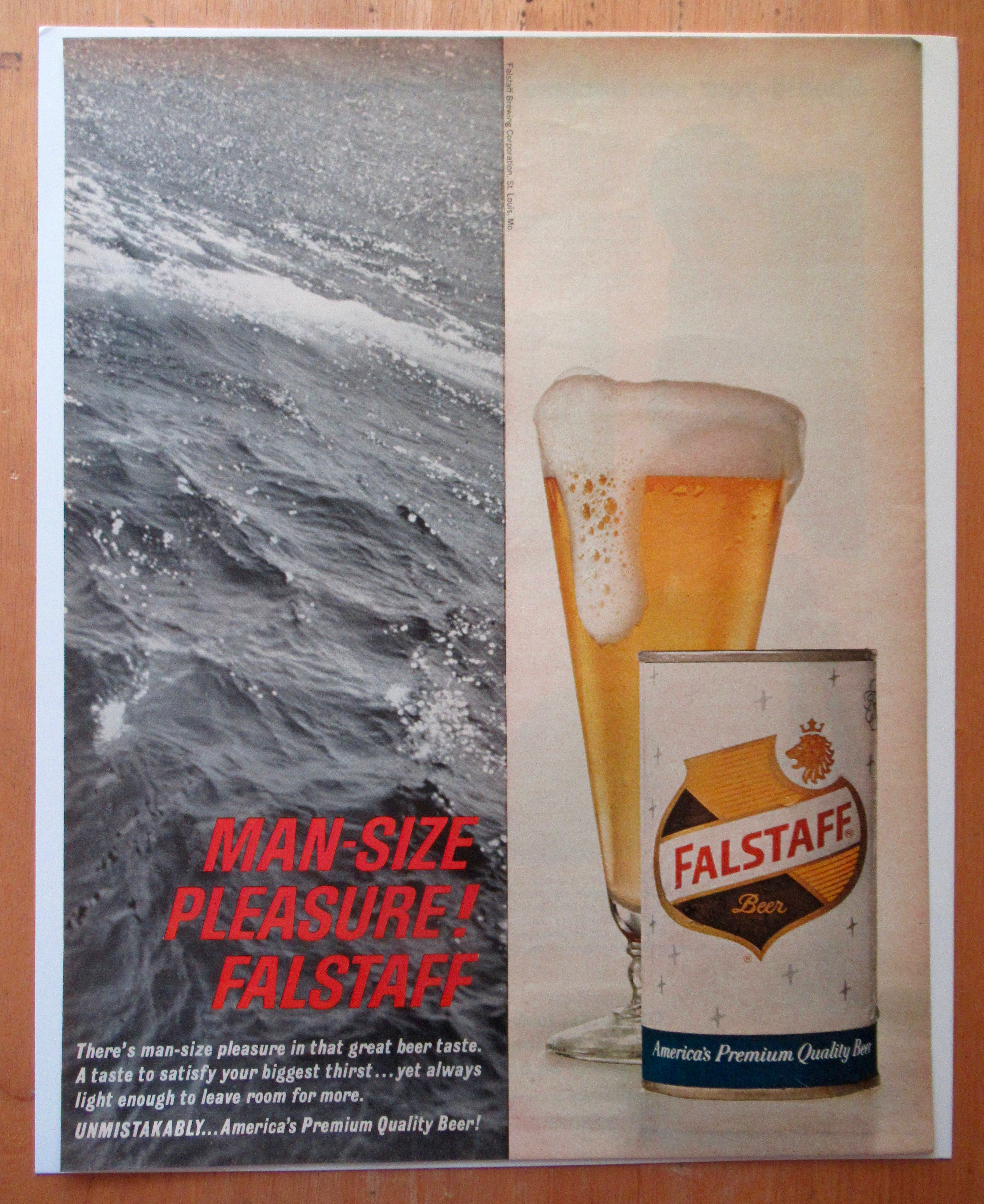 1965 Falstaff Beer with Man Surfing