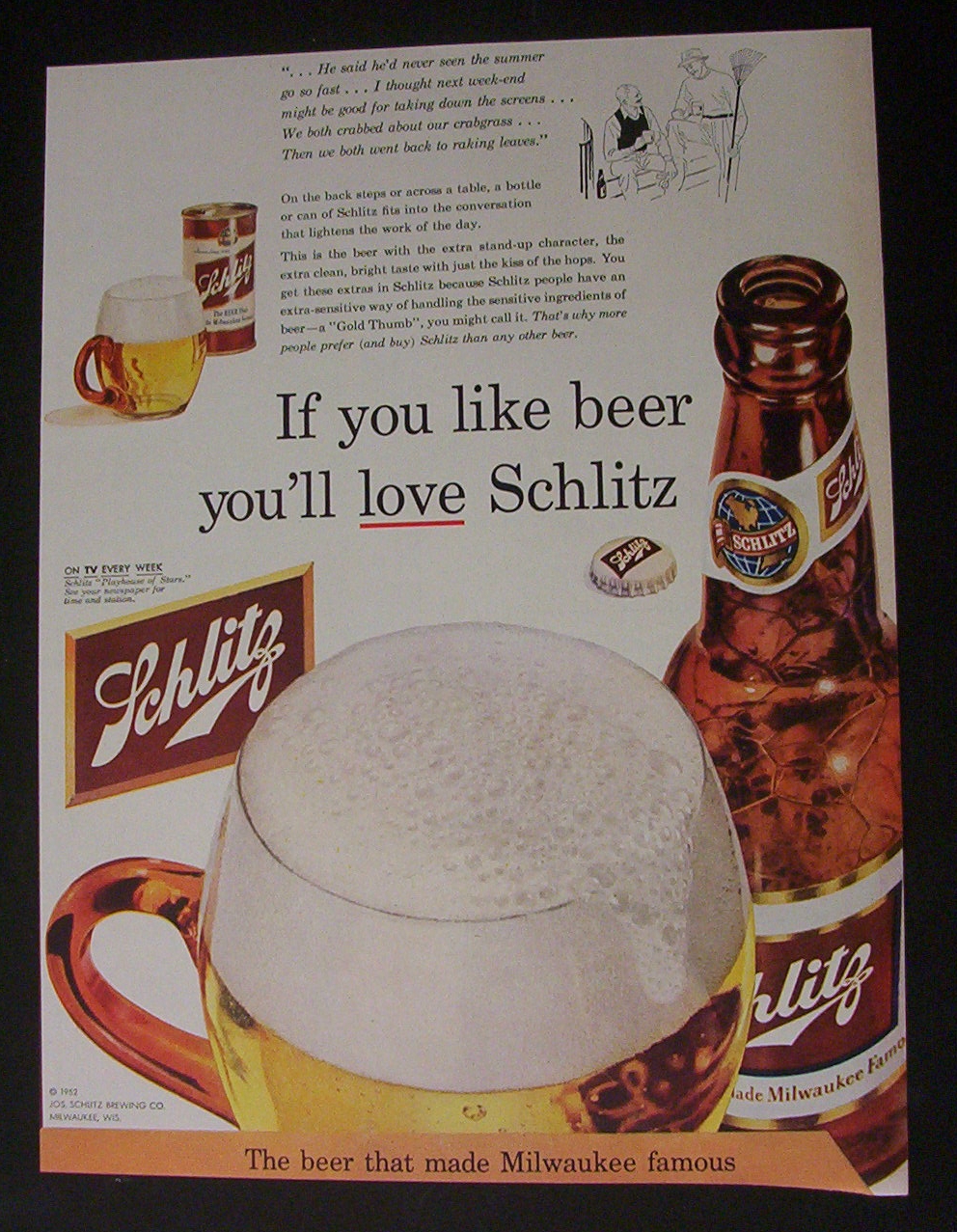 Vintage Ad: 1952 Schlitz Beer