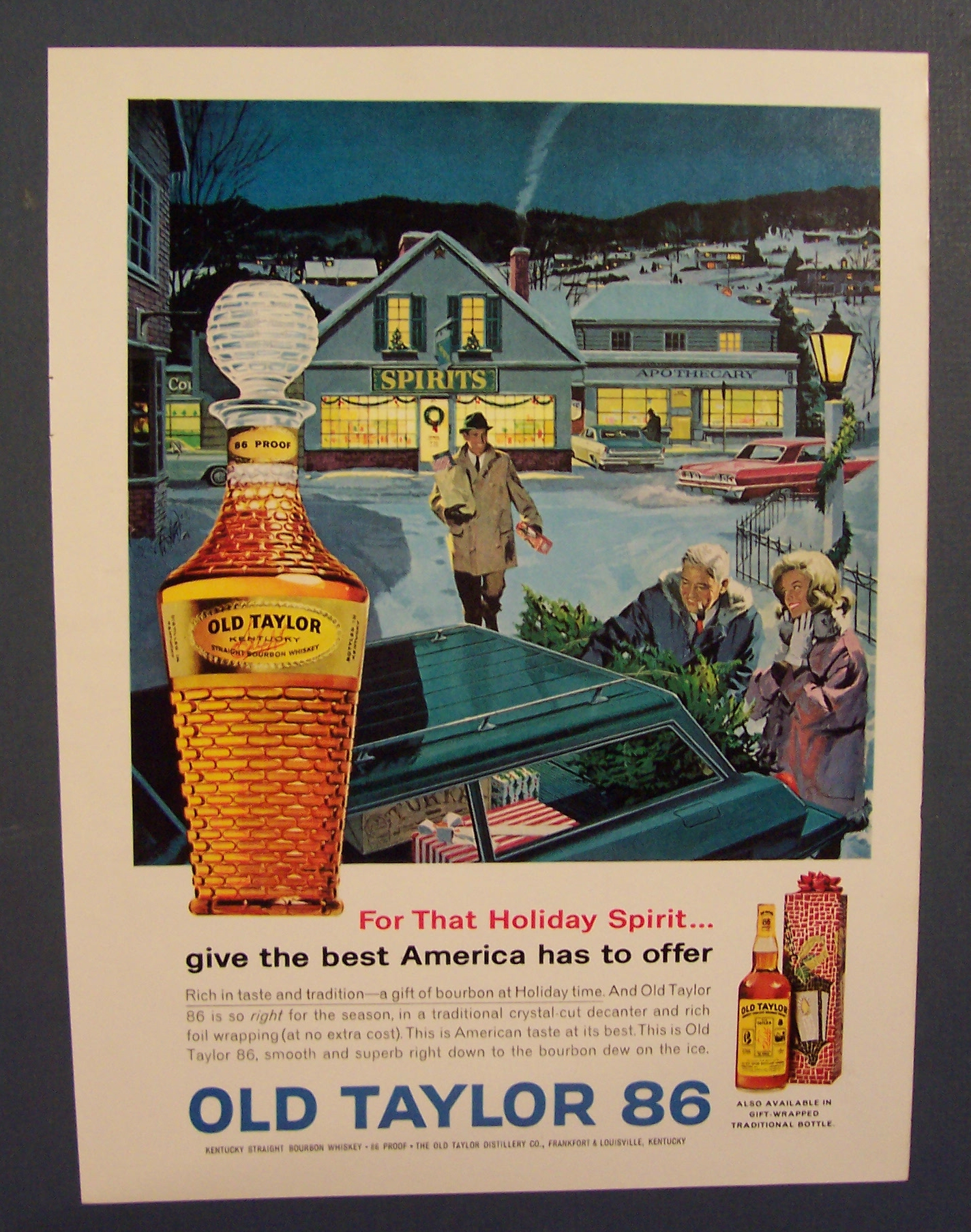 1963 Old Taylor 86 Whiskey w/ People Christmas Shopping