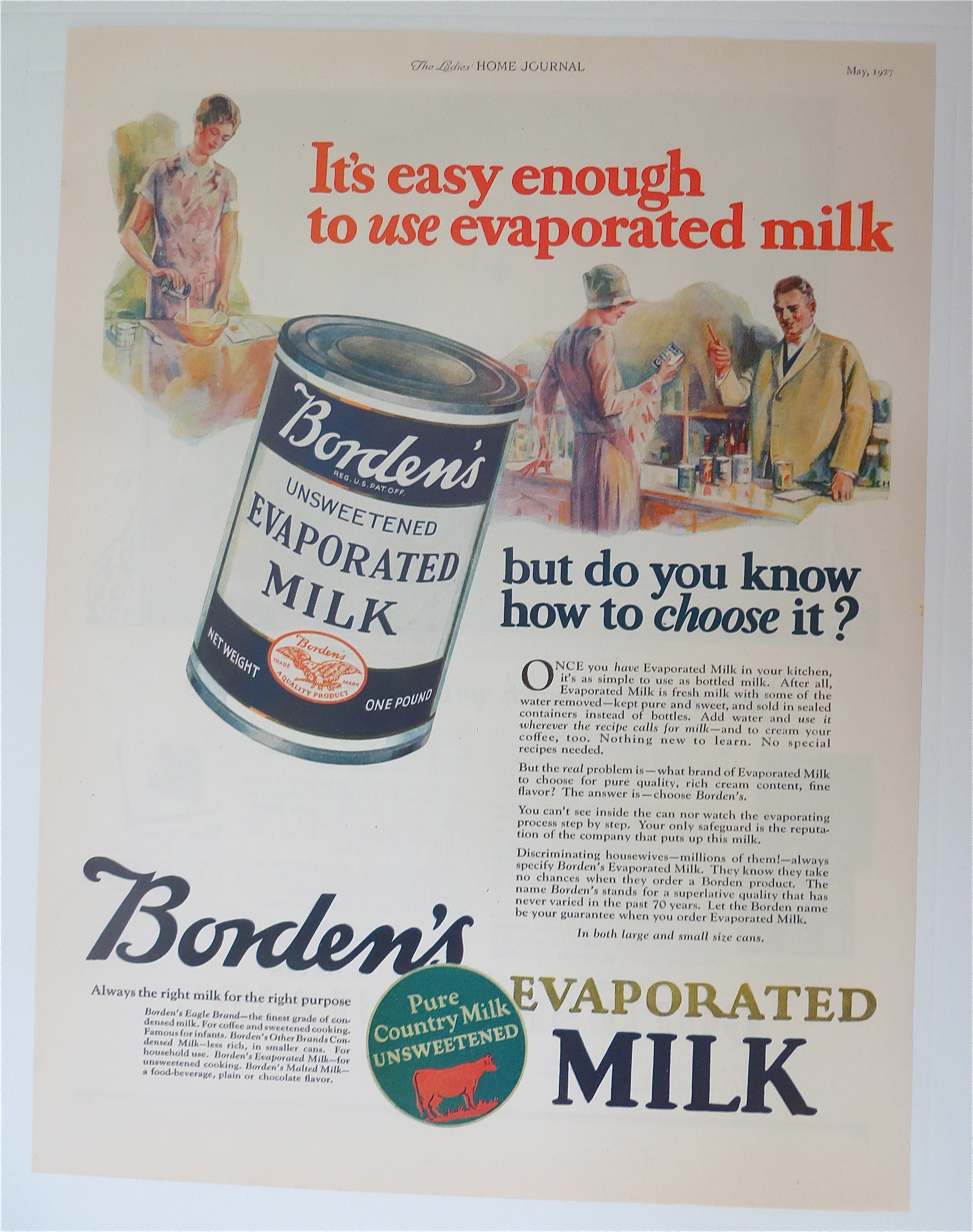 1927 Borden's Evaporated Milk with Can of Milk